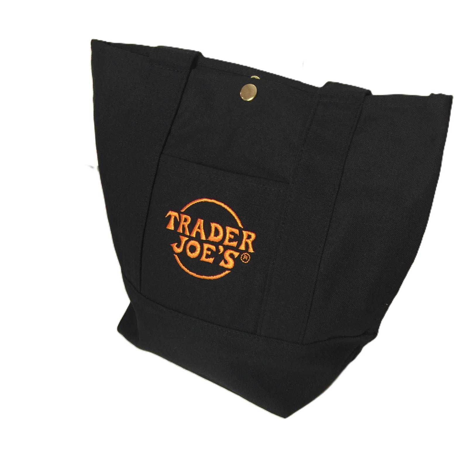 Trader Joe’s Mini Canvas Tote Bag With METAL SNAP FASTENER Halloween & Grocery