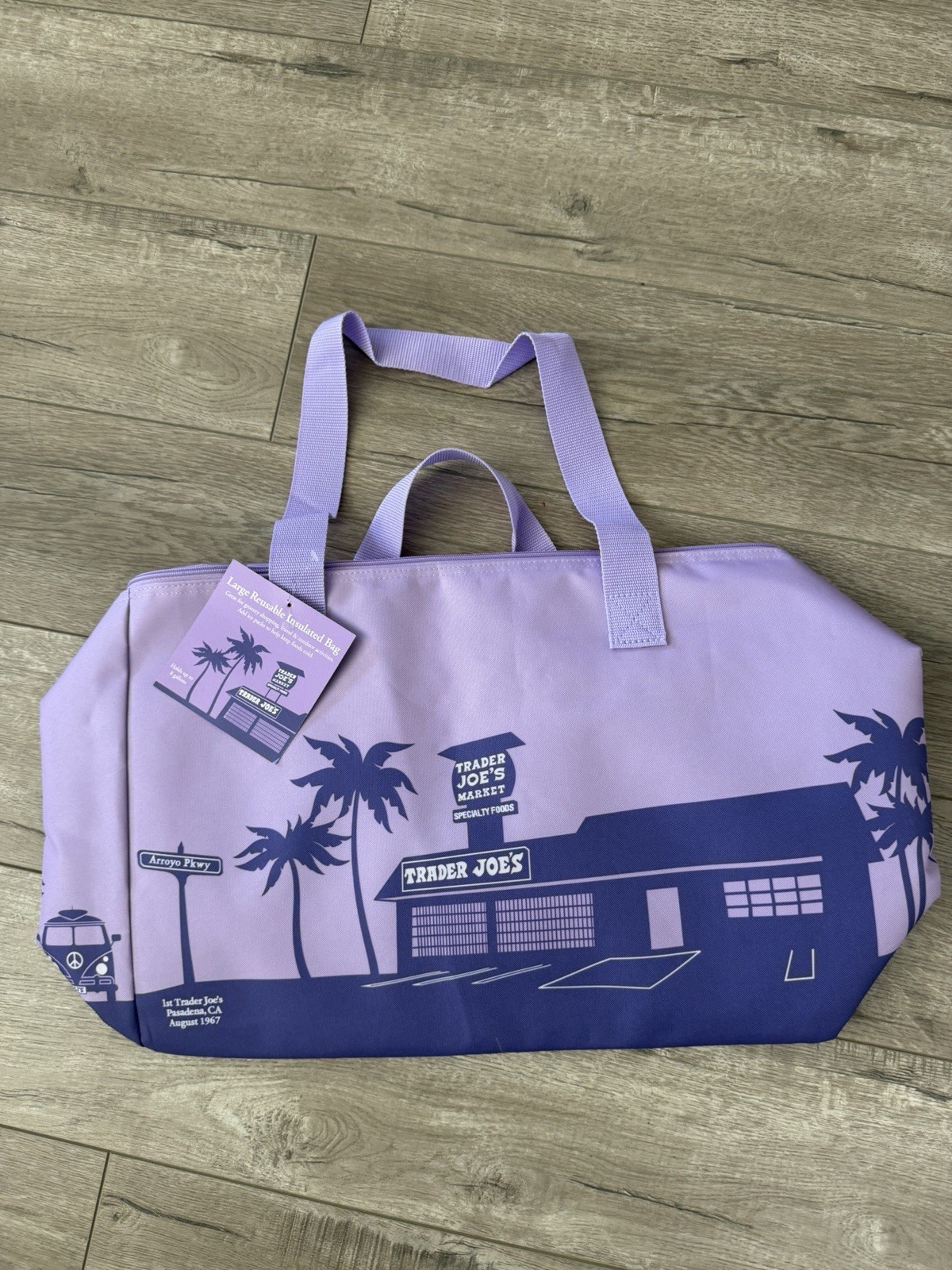 Trader Joes Large Insulated Tote Purple! Limited Color Free Ship! Holds 8 Gl