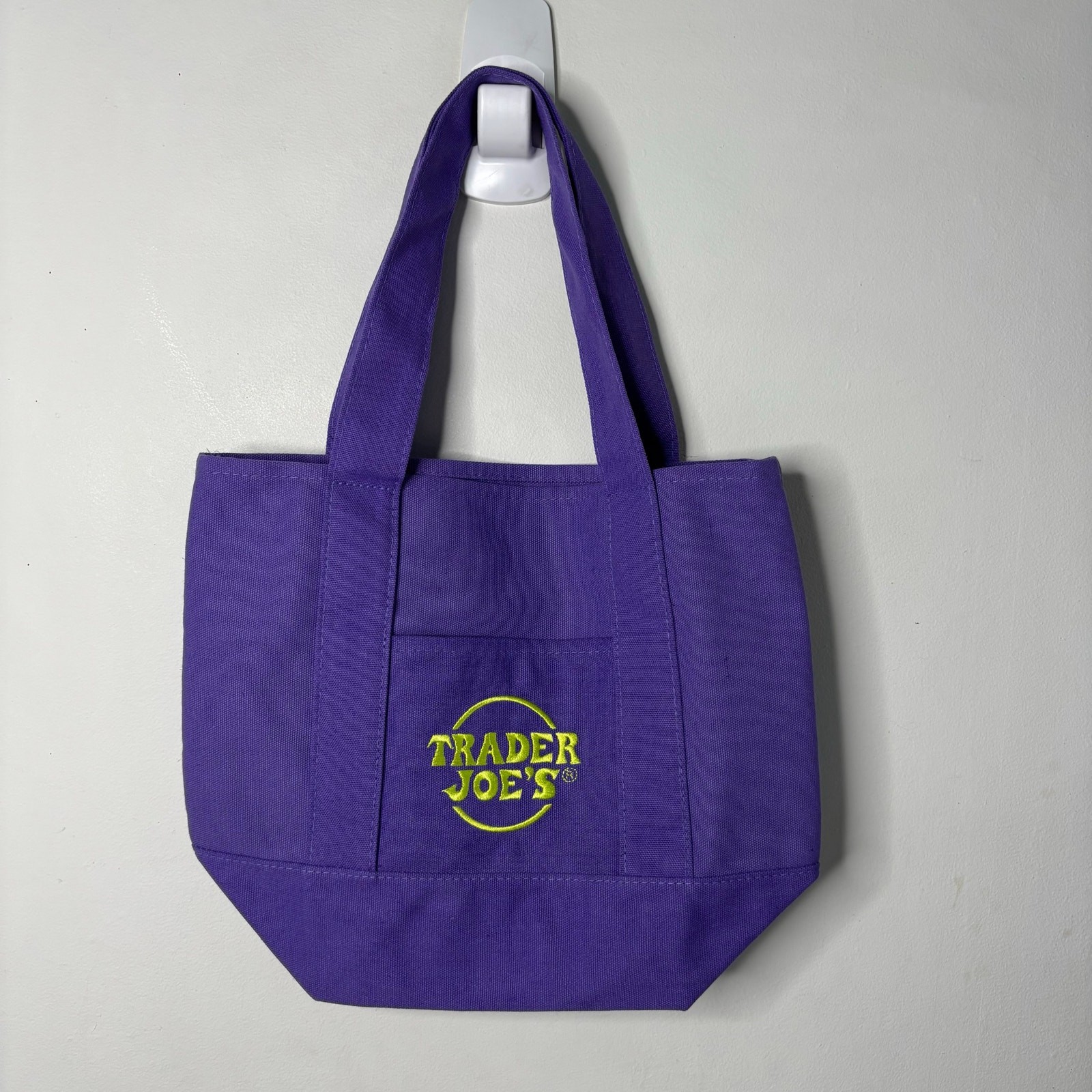 LOT 2x — Trader Joe’s Canvas MINI Tote Bag — Halloween Trick Treat Orange Purple