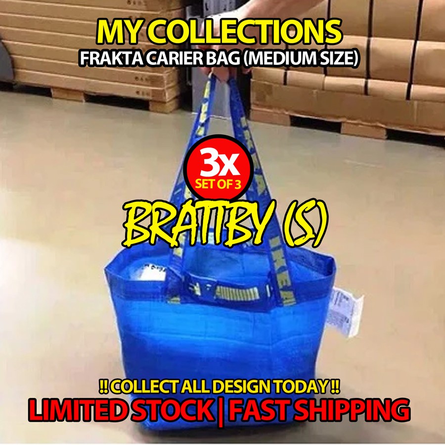 IKEA BRATTBY Multipurpose Small Shopping Grocery Bag (Reusabla Bag : Set of 3+1)