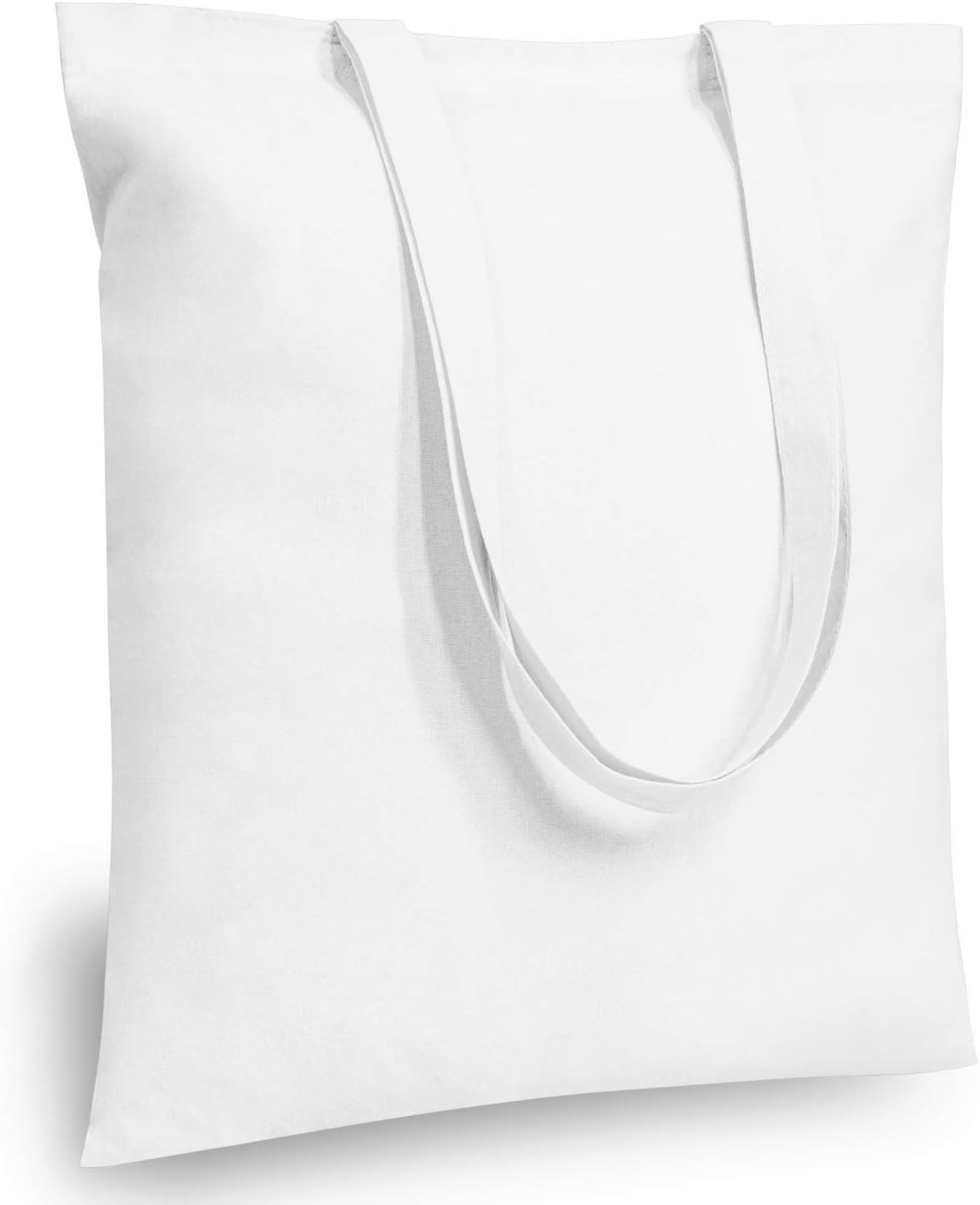 6-Pack Economical 16″x15″ White Cotton Tote Bag, Lightweight Medium Reusable Gro