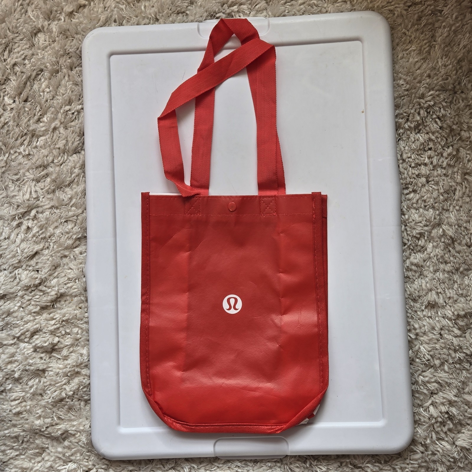 Lululemon Reusable Tote Bag Red White Logo Shopping Gym