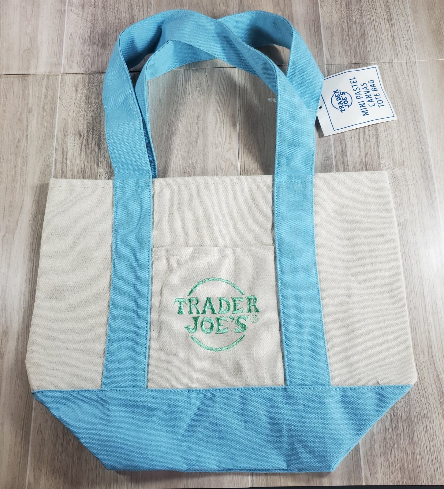 NWT Set of 2 Trader Joe’s Mini Lavender & Baby Blue Canvas Tote Limited Edition