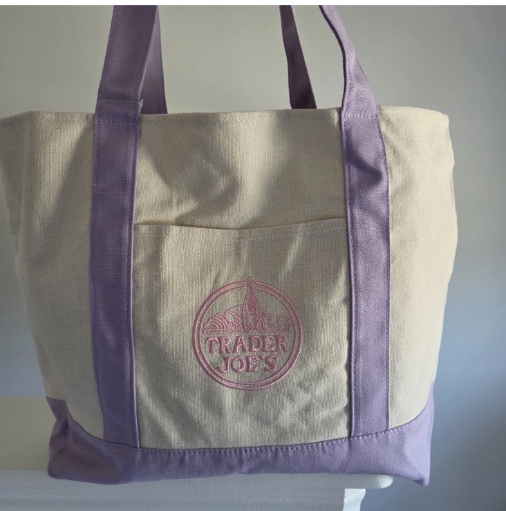 Trader Joe’s Canvas Large Purple Shopping Bag Limited Tote Lavender New W/Tags