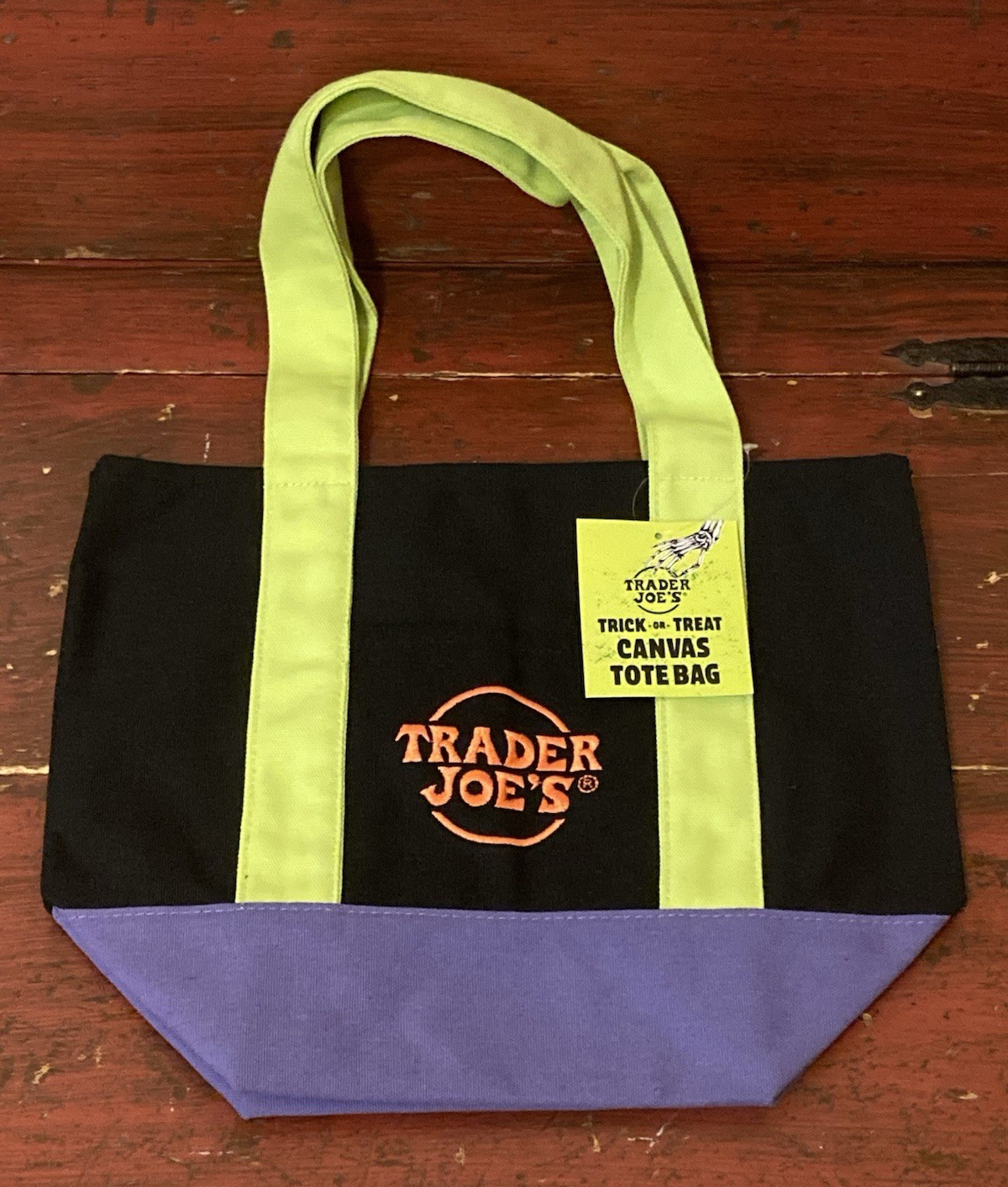 Limited Trader Joe’s Mini Halloween Black Purple Green Canvas Tote Bag *New*