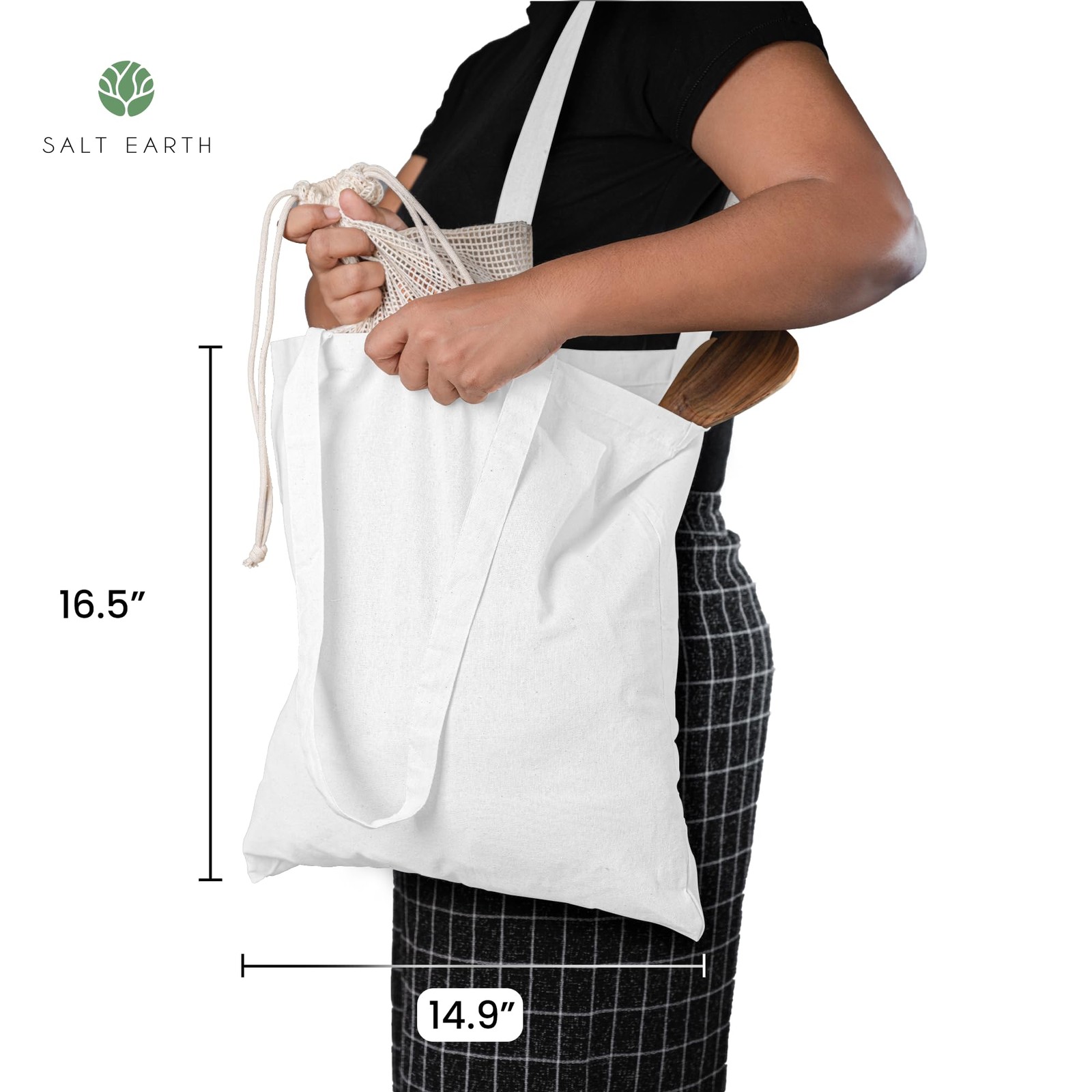 Pack of 5 | 6 | 12 | 24 | 48 – 100% Cotton Reusable Tote Bags – Bulk Grocery …