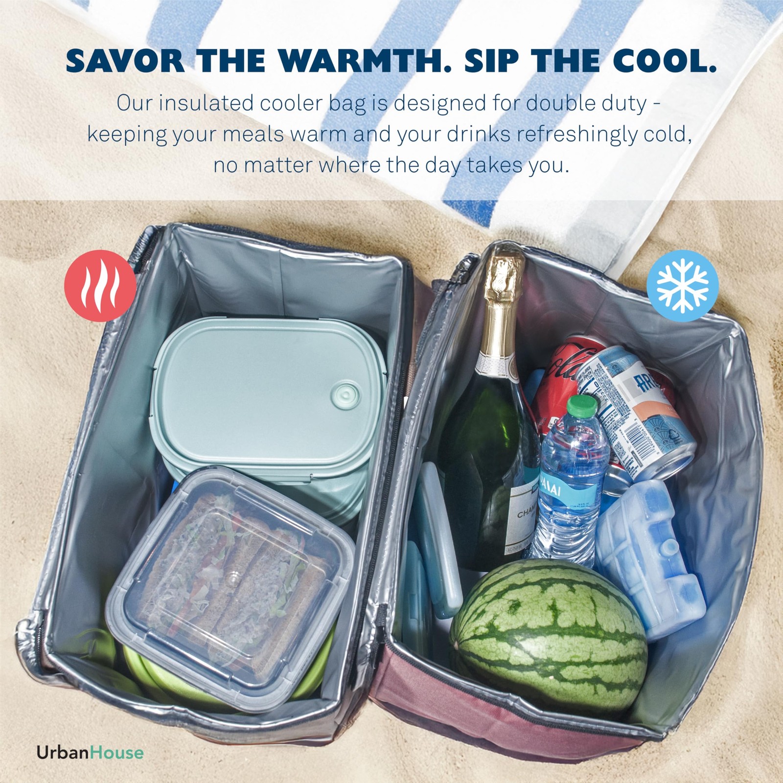 Extra Large Premium Reusable Insulated Cooler Bag with Heavy-Duty 4‑Layer Ins…