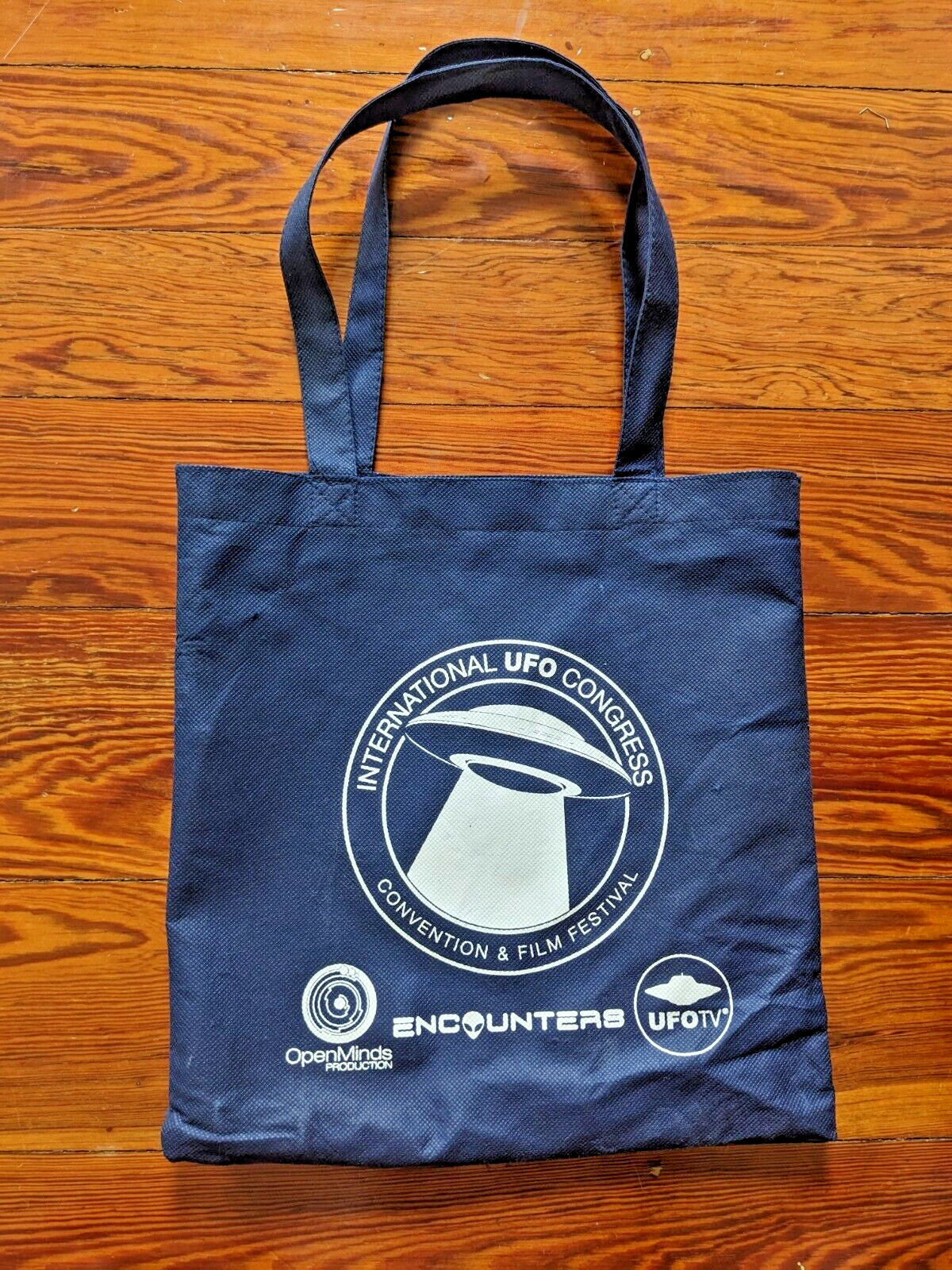 International UFO Congress blue small tote shopping bag convention alien greys