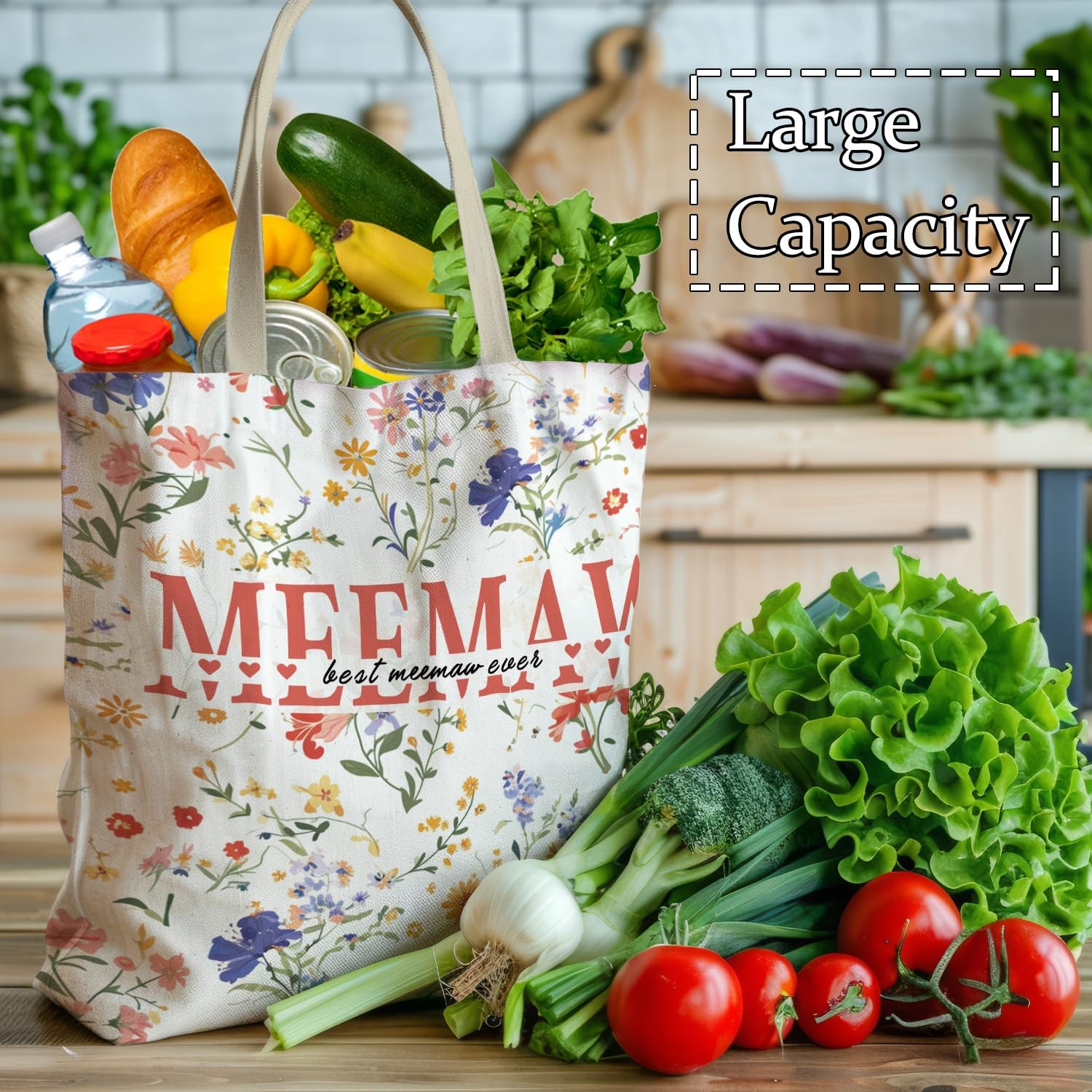 Meemaw Gifts Floral Tote Bag, Mother’s Day Gifts for Meemaw from Grandkids Gr…