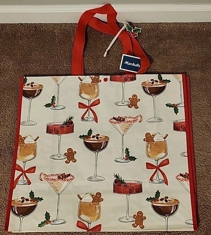 Marshalls Beautiful Fancy Christmas Drinks -Large Reusable Shopping Tote Eco Bag