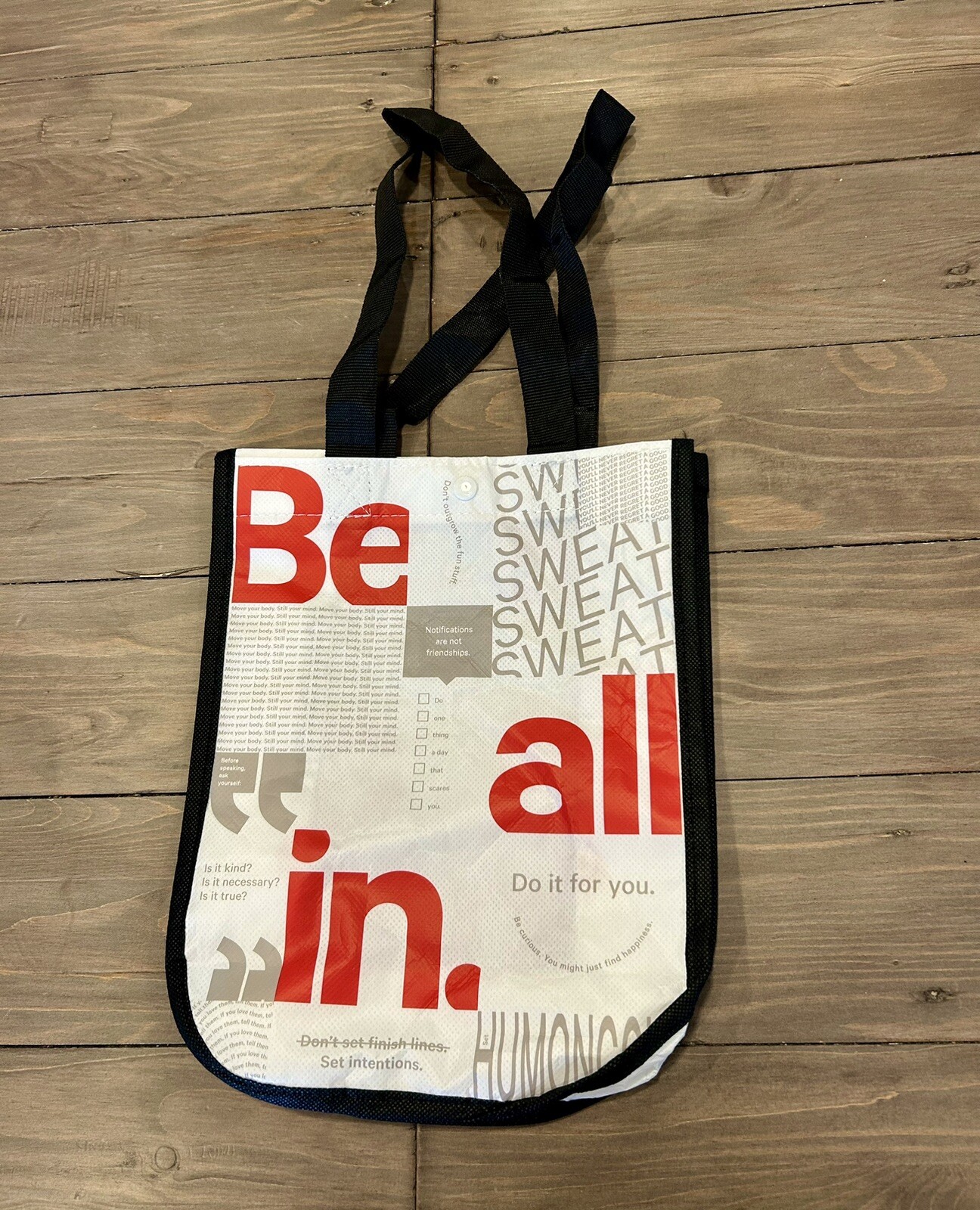 Lululemon Tote, Small Reusable Shopping Tote Shopper, Black, Red And White