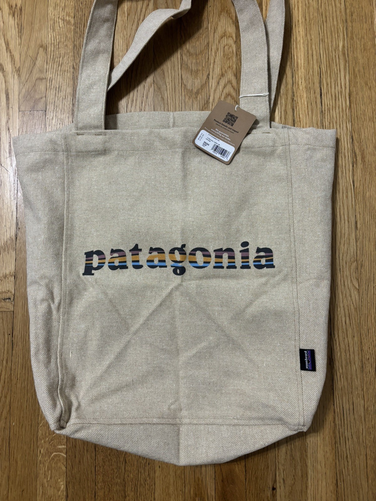 Patagonia Recycled Market Tote NWT 73 Text Logo/Classic Tan