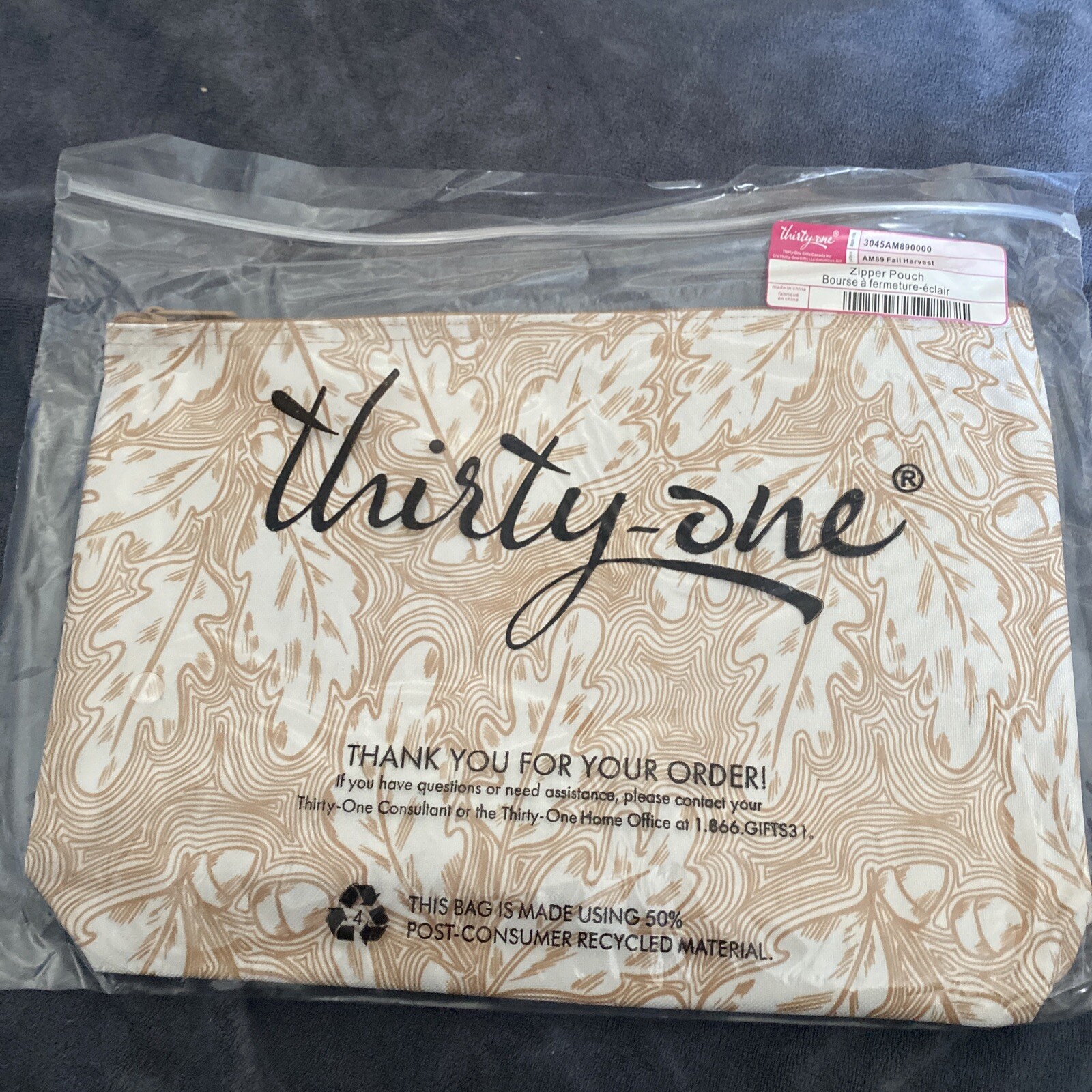 THIRTYONE Thirty One 31 Gifts Zipper Pouch – BRAND NEW – Fall Harvest