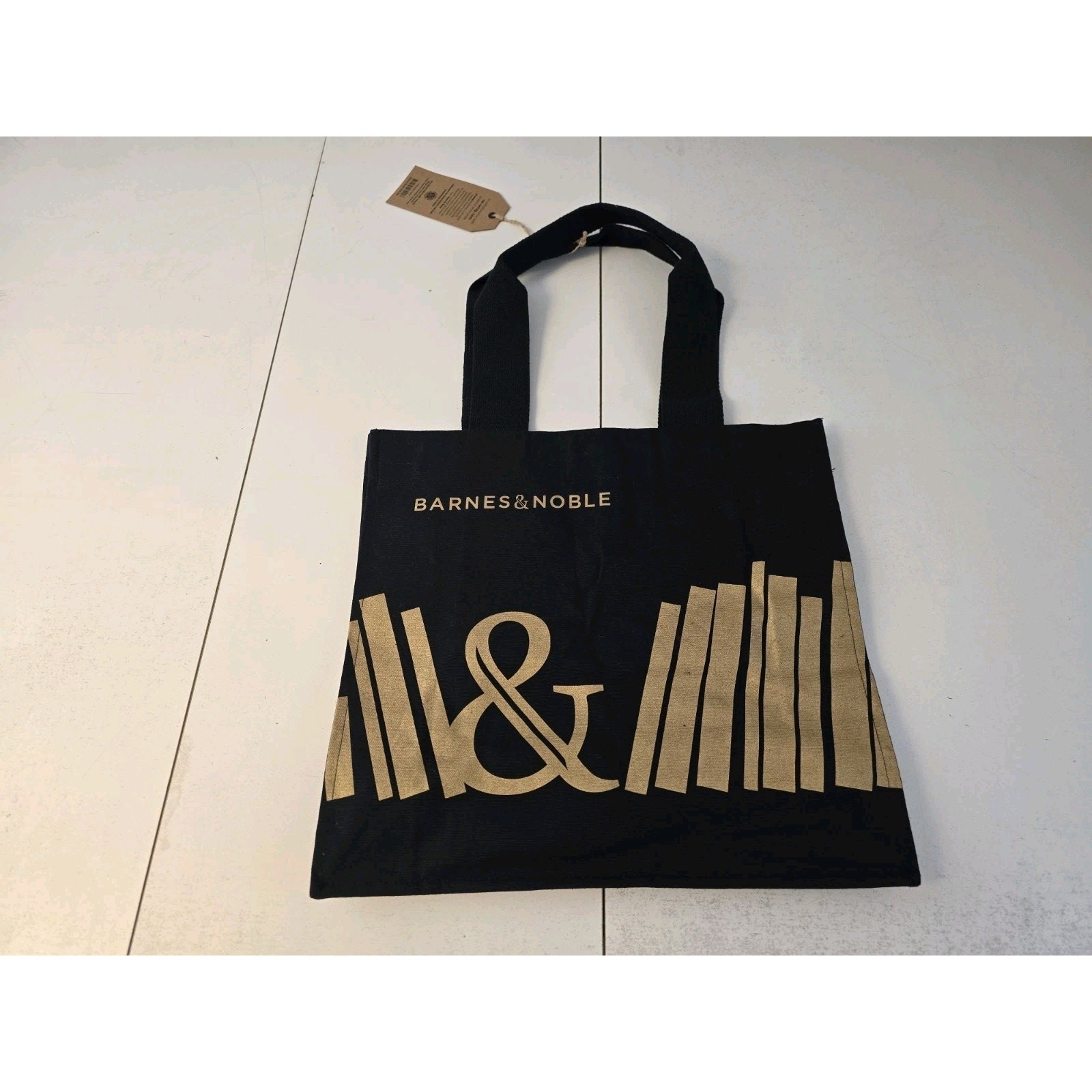 BARNES & NOBLE Premium Organic Cotton Black Tote Bag Handmade 14W”X13H” NWT