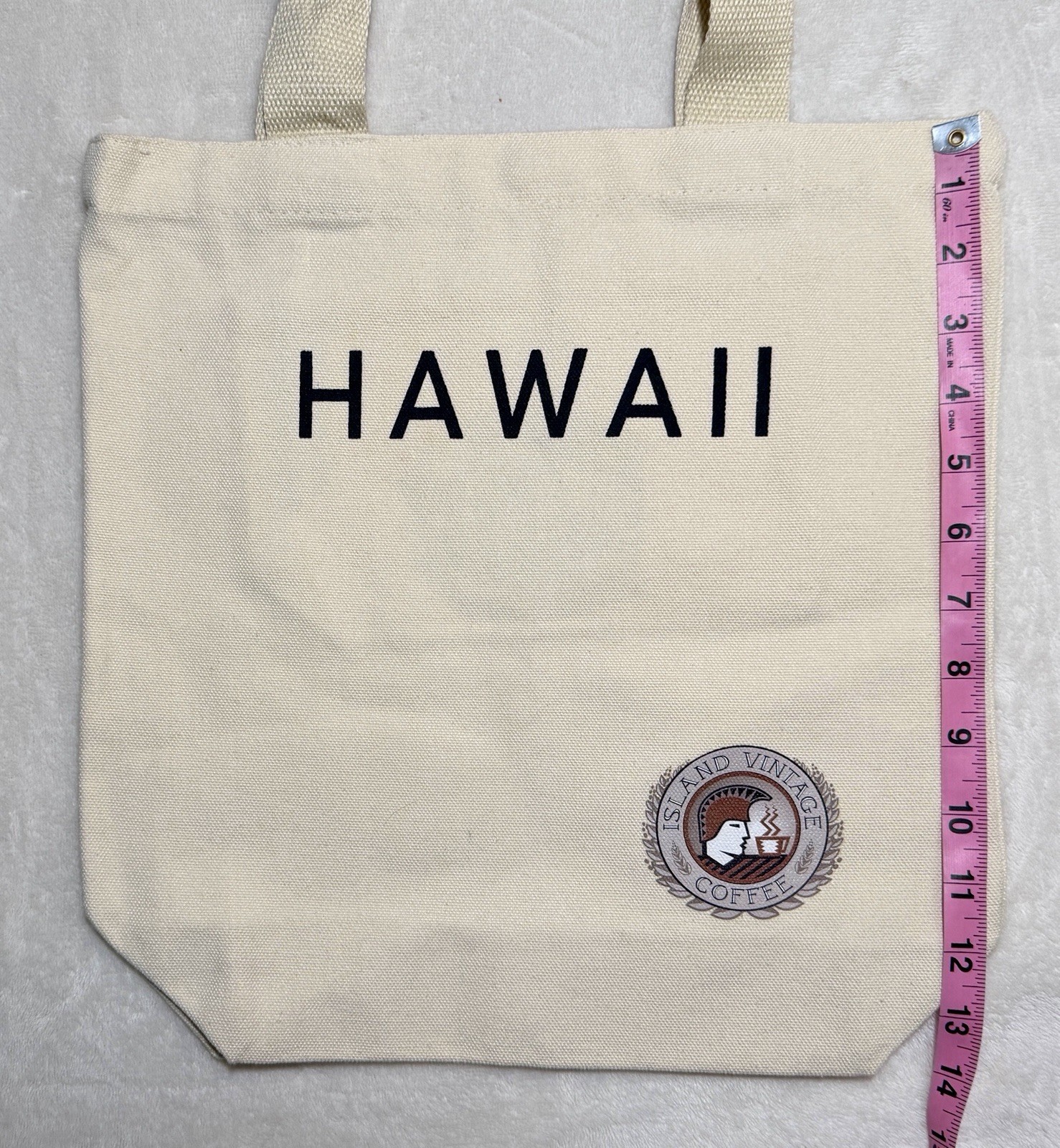 Hawaii Island Vintage Coffee Beige Canvas Foldable Reusable Shopping Bag Tote
