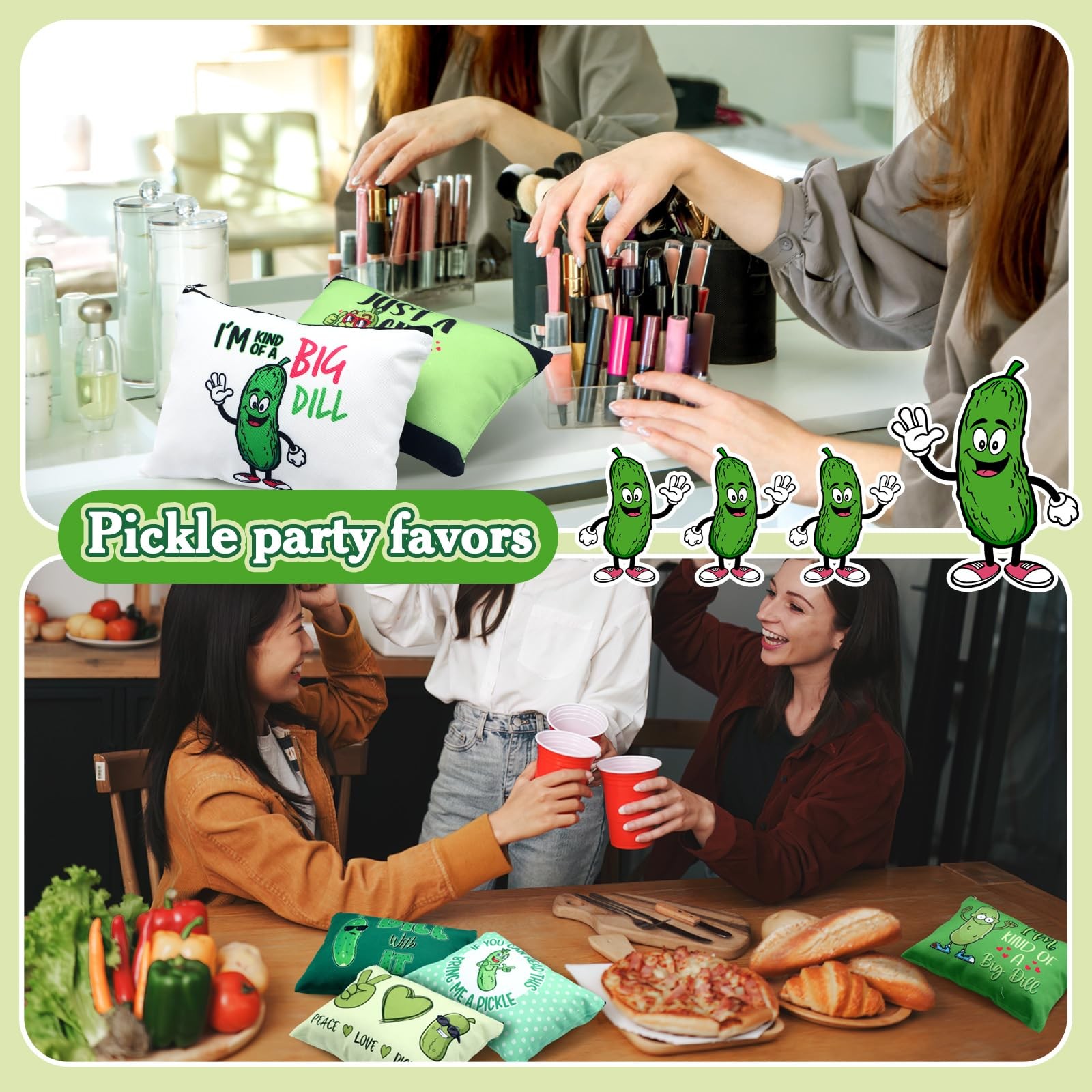 Clysee 6 Pcs Pickle Makeup Bags Cosmetic Bag Graduation 9.8 x 7.5 in,