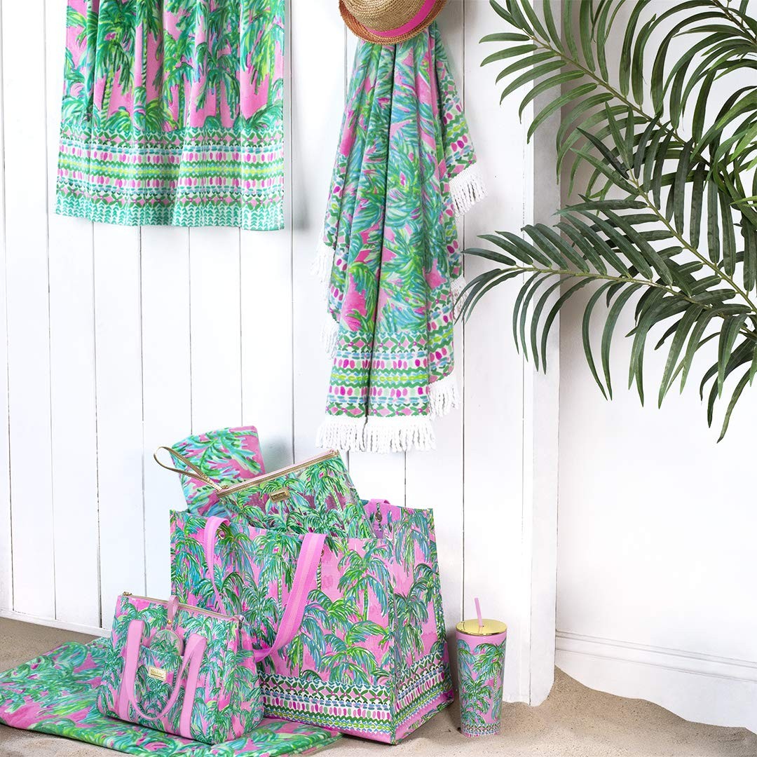 Pink/Green XL Market Shopper Bag, Oversize Reusable Grocery Tote with Comfort…