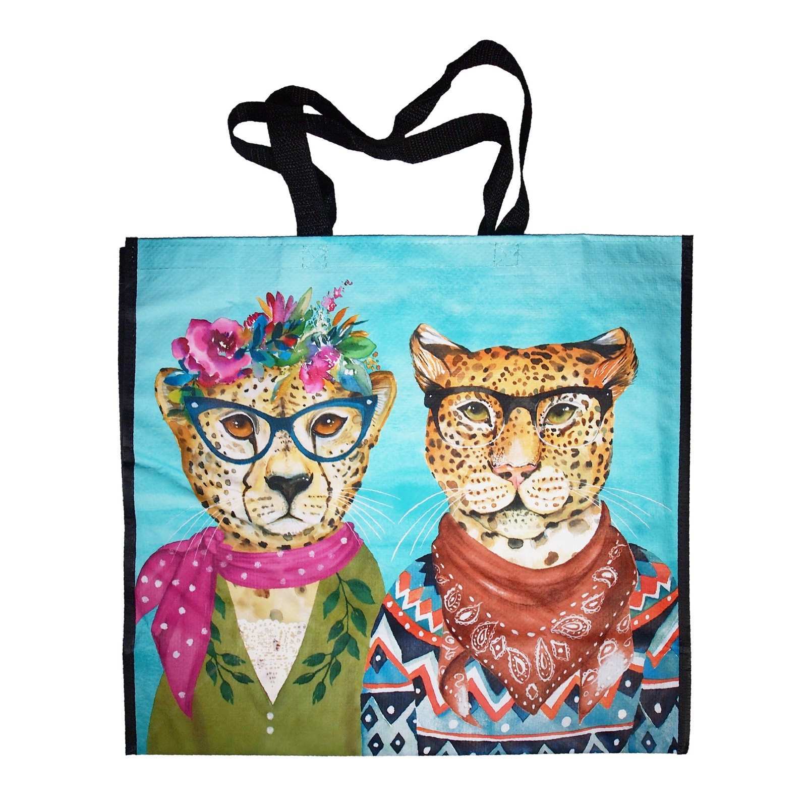 Reusable Eco Friendly Shopping Gift Bag – Fancy Cheetah Couple – big cats theme