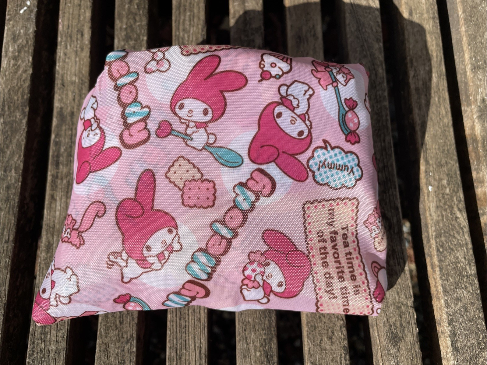 Sanrio My Melody Reuseable Shopping Tote Bag Reuseable Fold Up Compact Tea Time