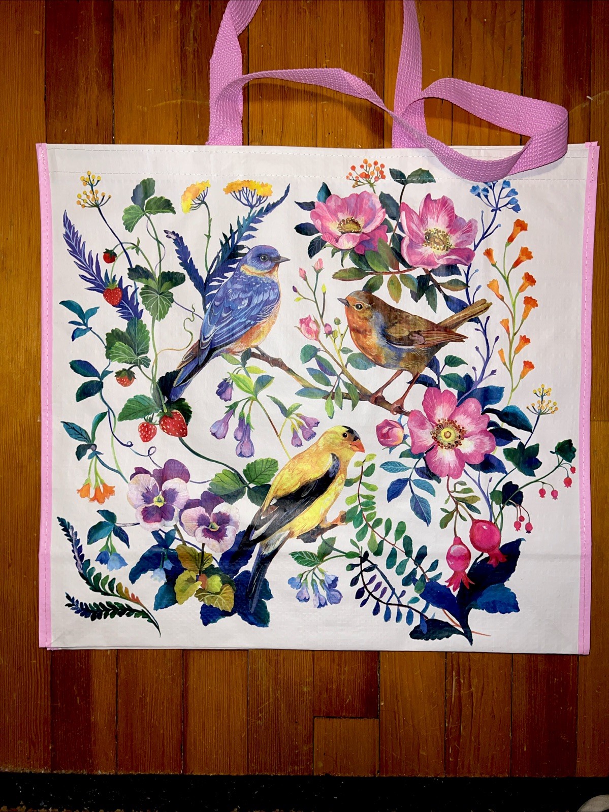REUSABLE SHOPPING TRAVEL TOTE BAG FLORAL🦋 ECO FRIENDLY TJX BIRDS🌸