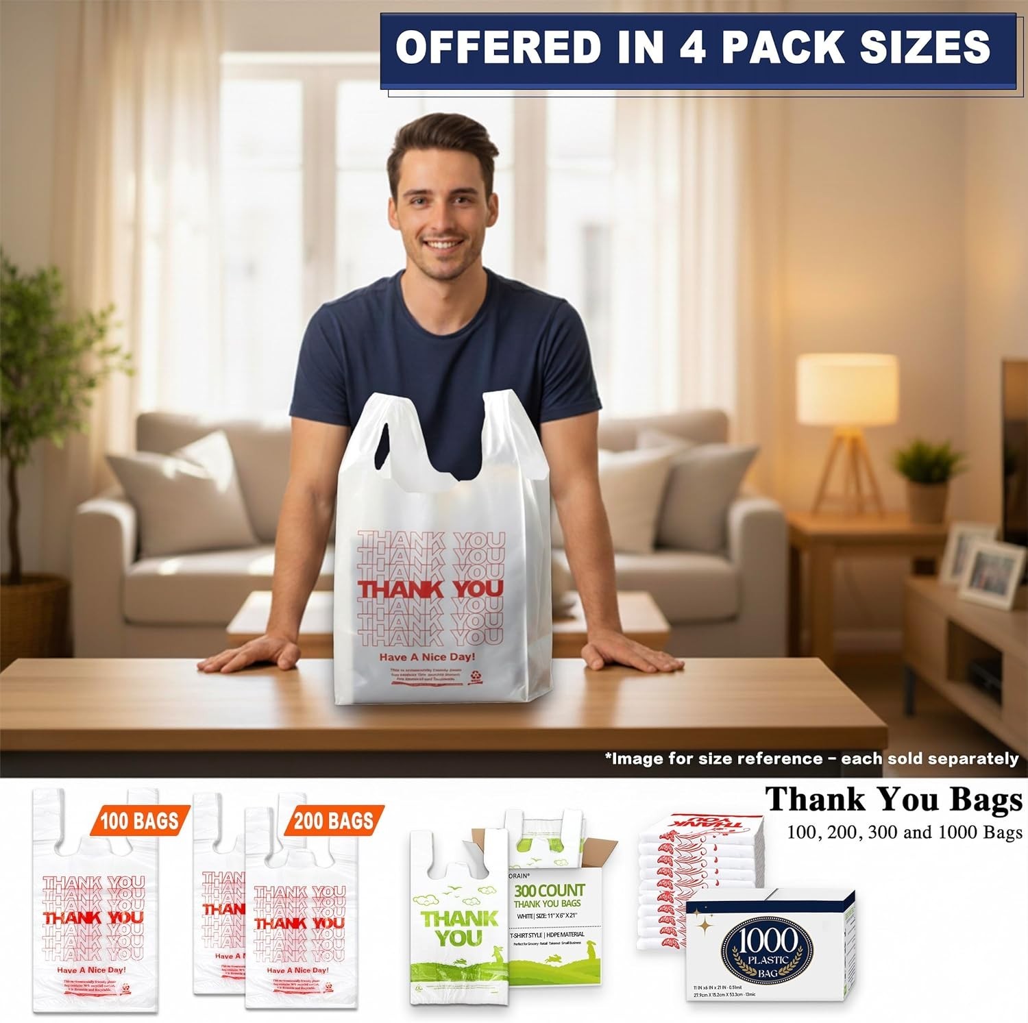 100 Pack White Plastic T-Shirt Bags – Lightweight and Stylish for Shopping Needs