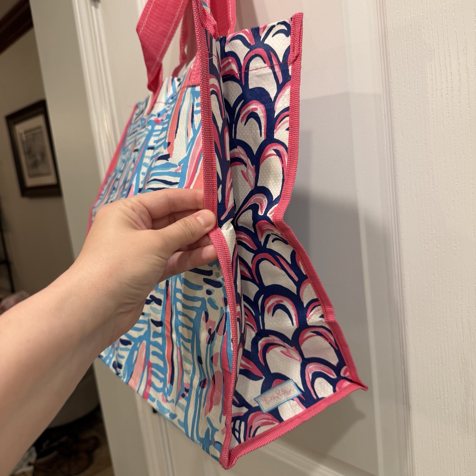 NWT Lilly Pulitzer Market Tote Bag Red Right Return Reusable Sailboats Preppy
