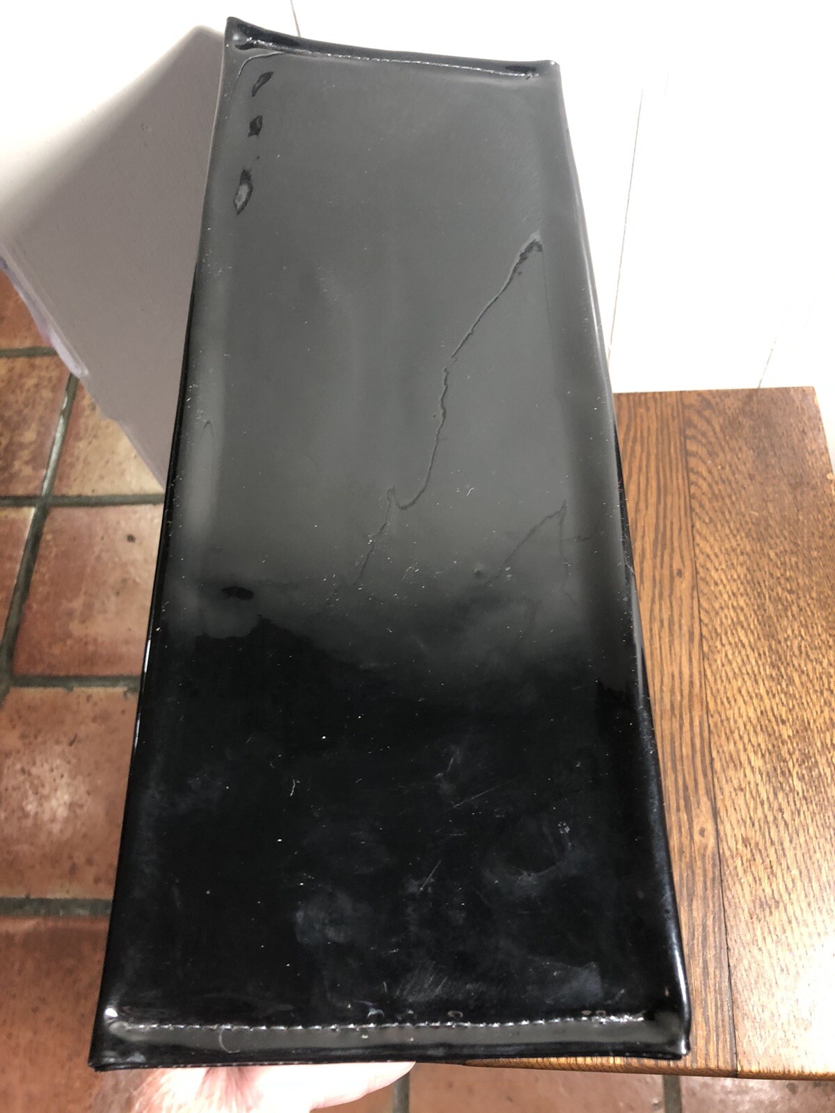 Vintage SPIEGEL Black Vinyl Shopping Bag 11.5 x 15 x 6