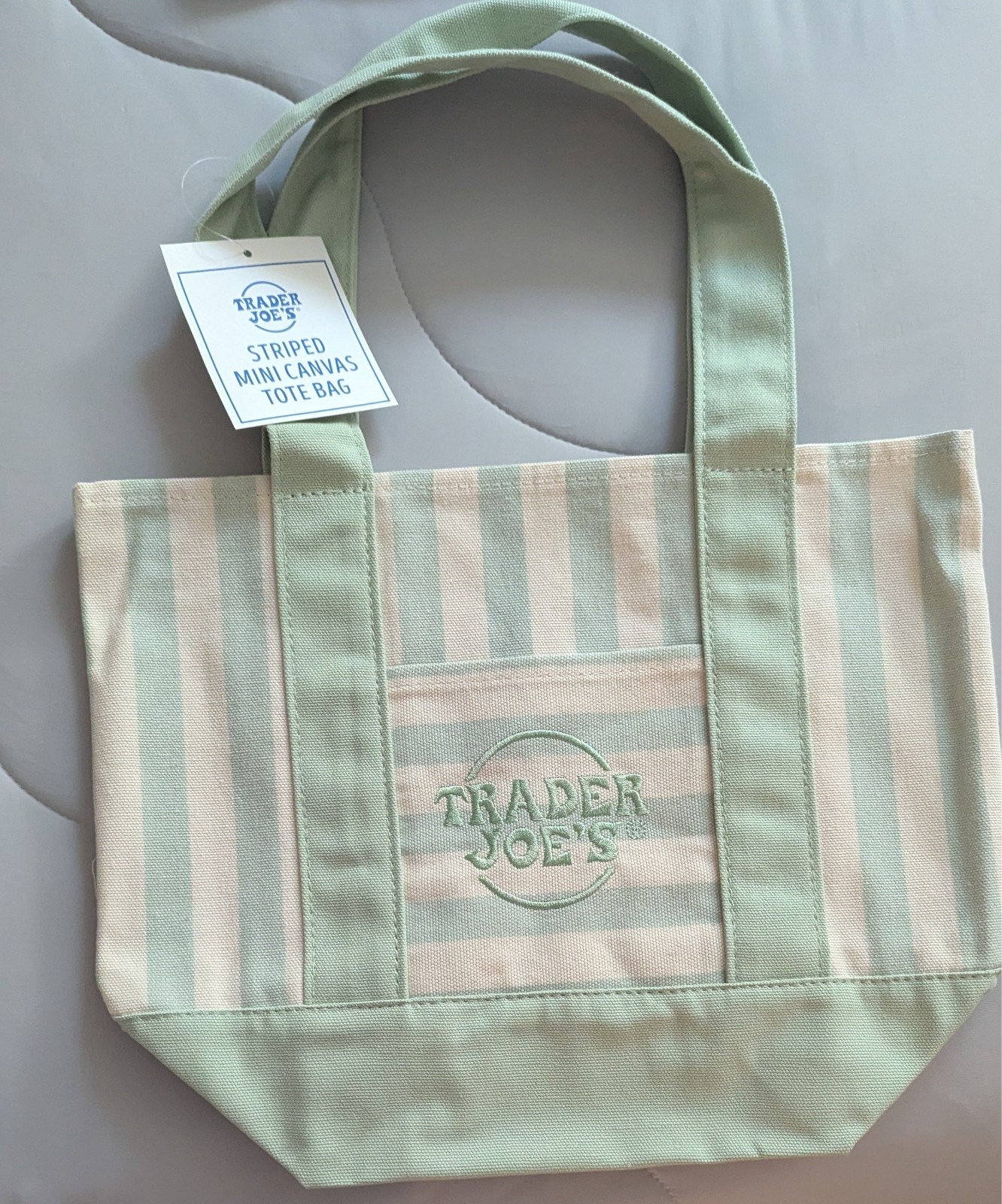 Trader Joe’s Mini Pastel Stripe Canvas Tote Bag Limited Edition Set Of 4 In Hand