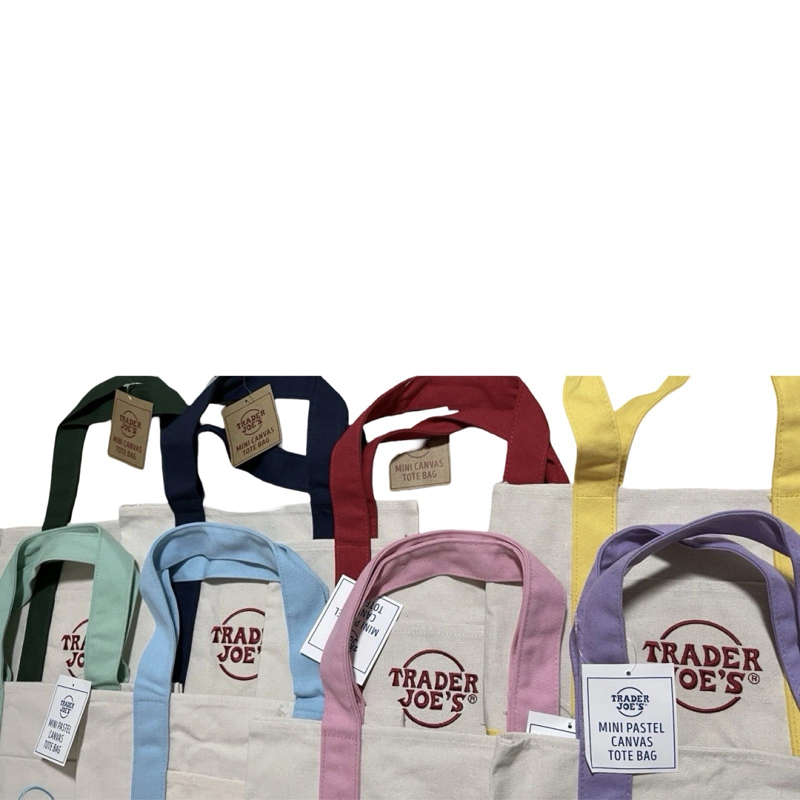 Embroidered PASTEL MINI CANVAS REUSABLE 1 TOTE BAG Traders Joe