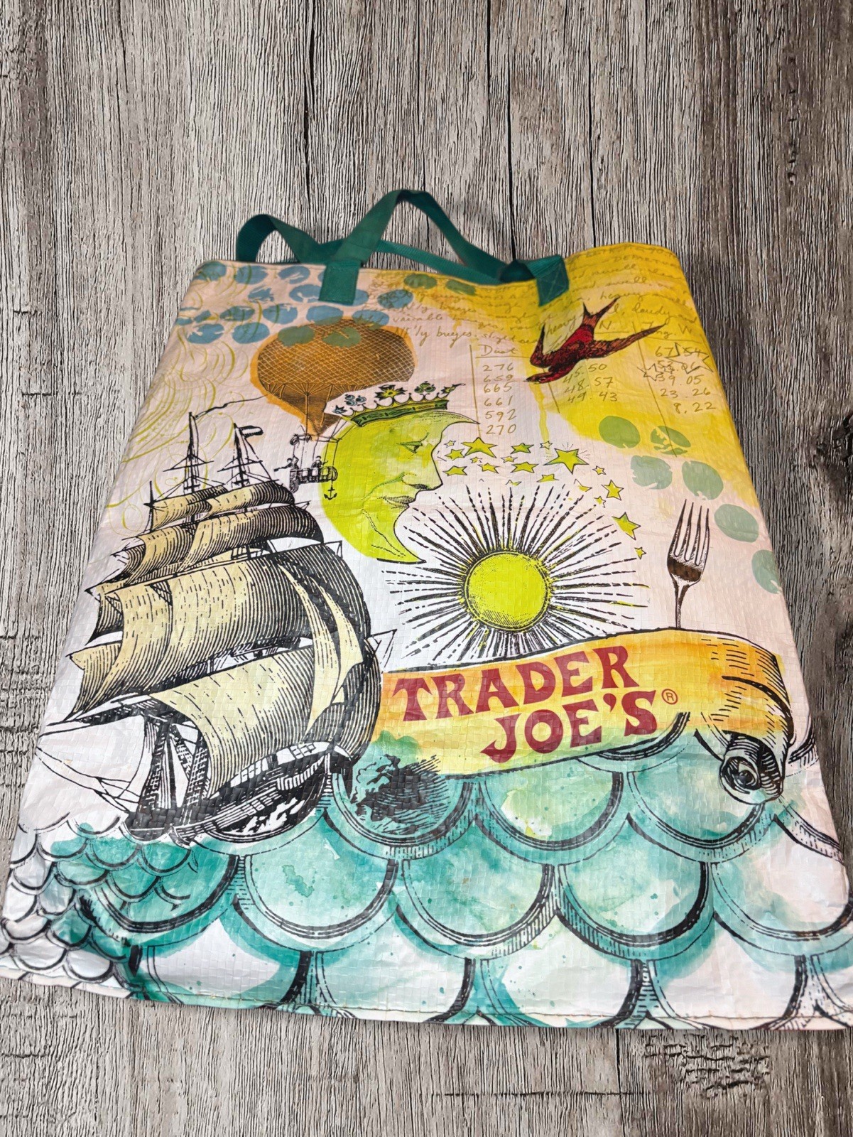 Trader Joe’s Reusable Grocery Shopping Bag Pirate Ship Crab Moon Map Rare