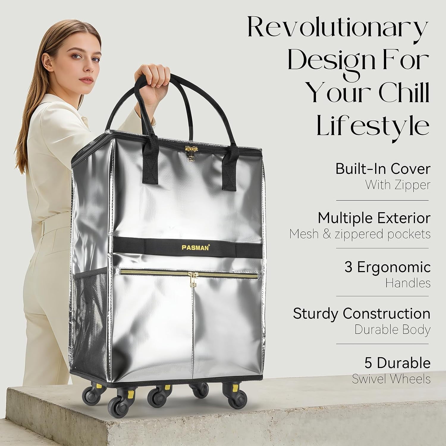 67-120L Rolling Shopping Bag with 5 Wheels Foldable Grocery Utility Cart New
