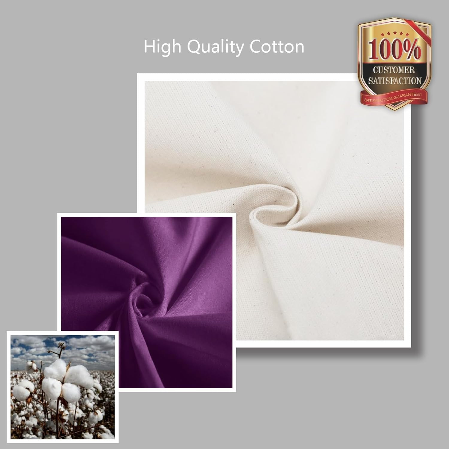 Large Cotton Canvas Tote Bag 12oz Heavy Duty Reusable Shopping Bag Zipper
