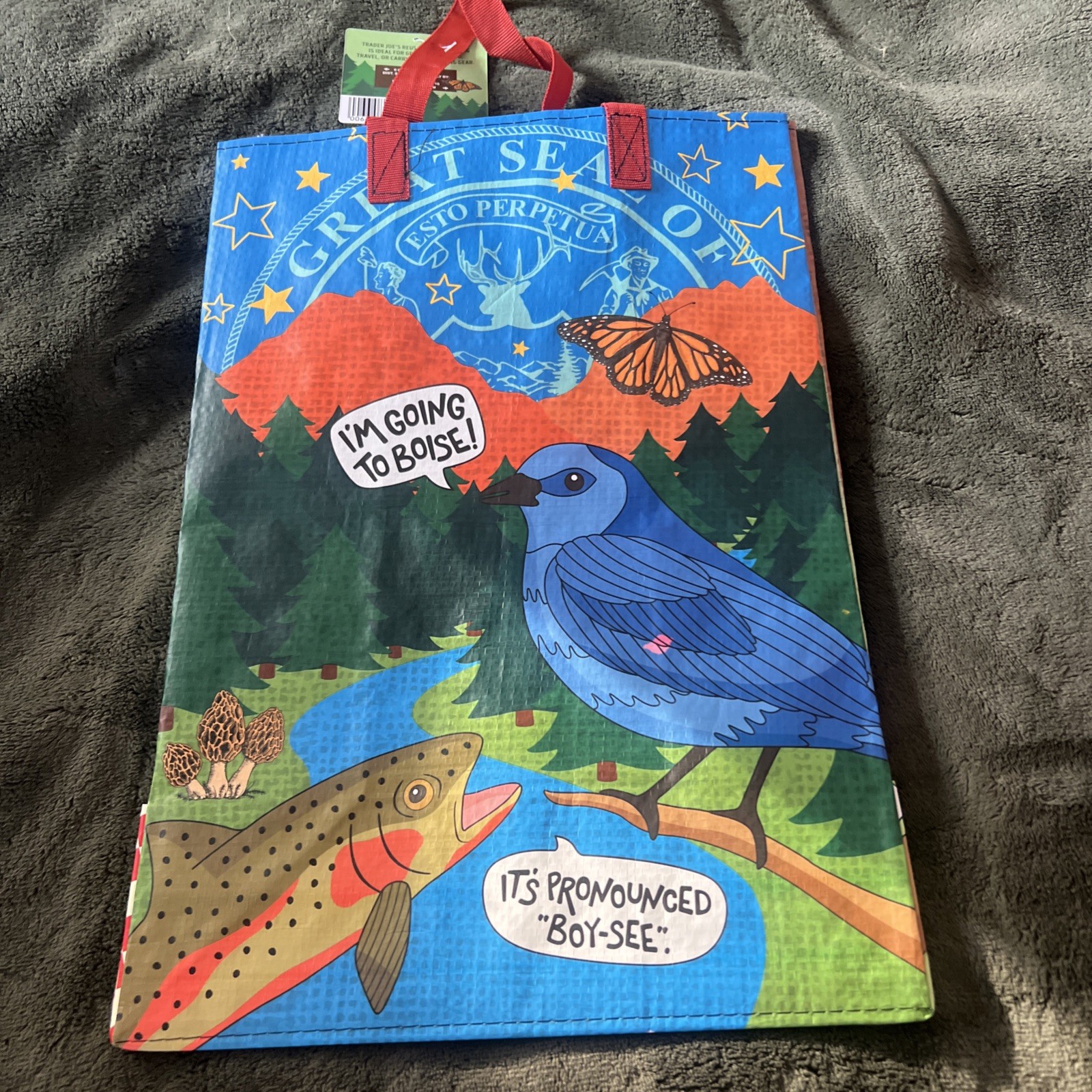 Trader Joes Idaho Potato Reusable Grocery Tote Bag State Collectible Shopper