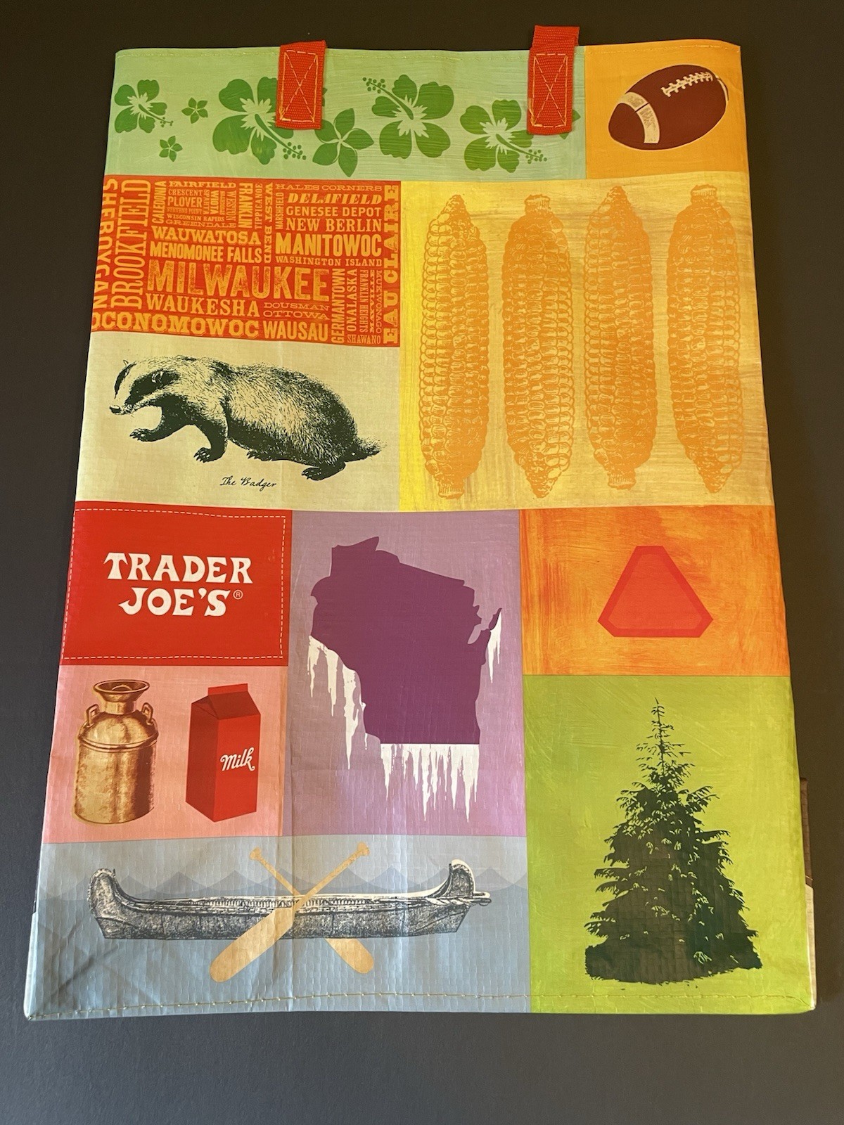 NWT Trader Joe’s Reusable Regional Grocery Tote Bag Sack Wisconsin WI