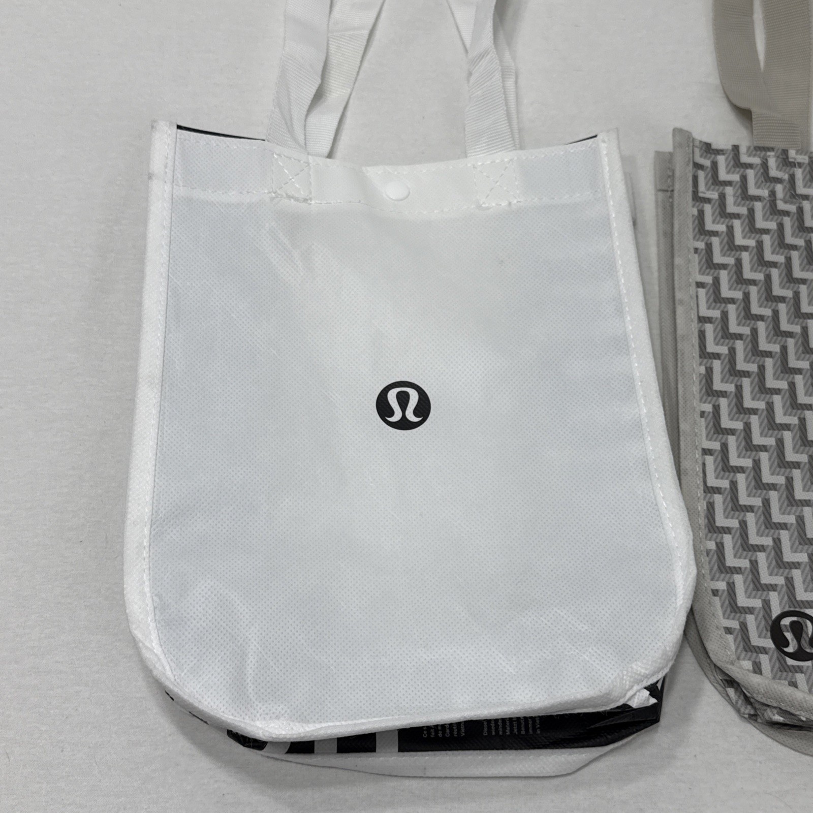 Lot of 2 Lululemon Reusable Tote White-Black | Tan Classic Shopping Bags
