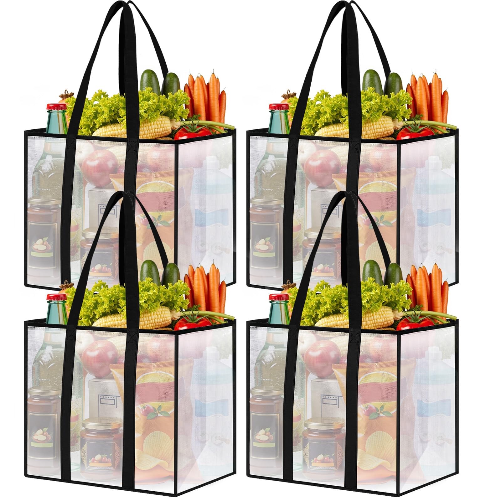 SmartTrends 4 Pack Reusable Grocery Bags, Heavy-Duty Shopping Bags with Sturd…