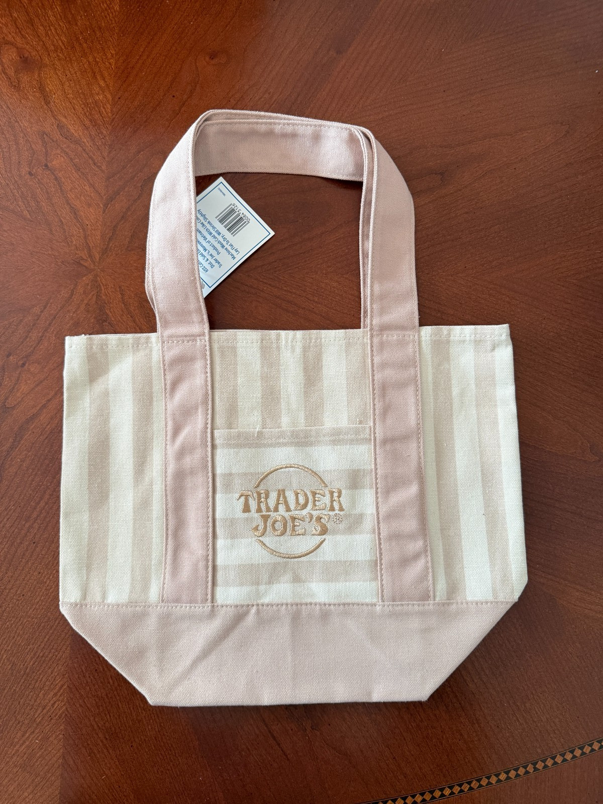 Trader Joe’s Mini Canvas Striped Tote Bag Set Of 4 Pink Blue Green Tan New