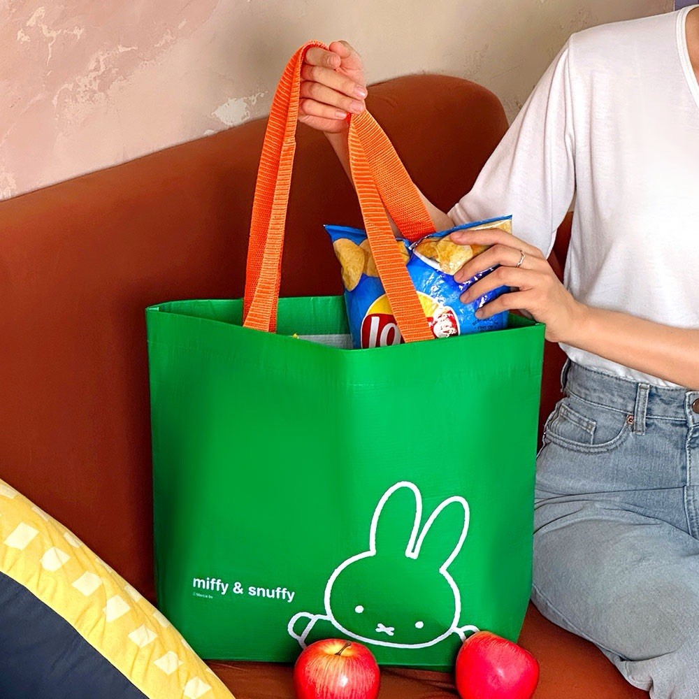 Miffy Reusable Tarpaulin Bag, Shopping Grocery Bag 13.4×19.3” Random Color 1 PCS