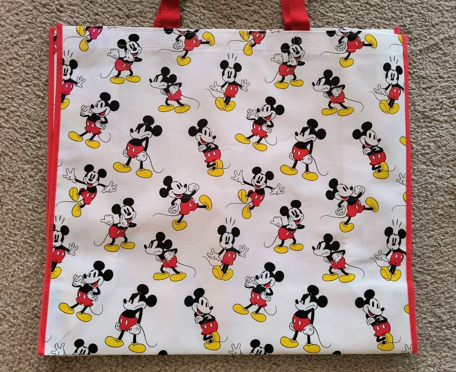 Disney MICKEY MOUSE Reusable Red Jumbo Shopping Gift Bag with Handle🆕Free Ship!
