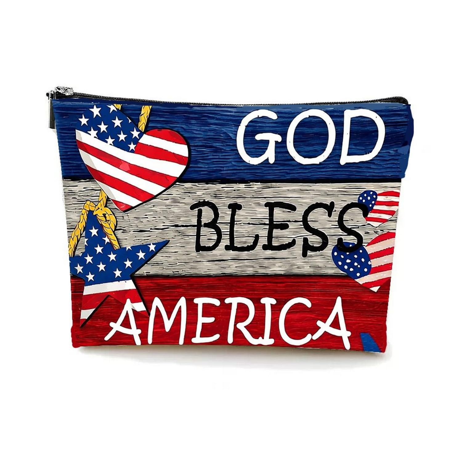 Independence Day Small Makeup Bag Travel Pouch Patriotic Accessories with Zipper