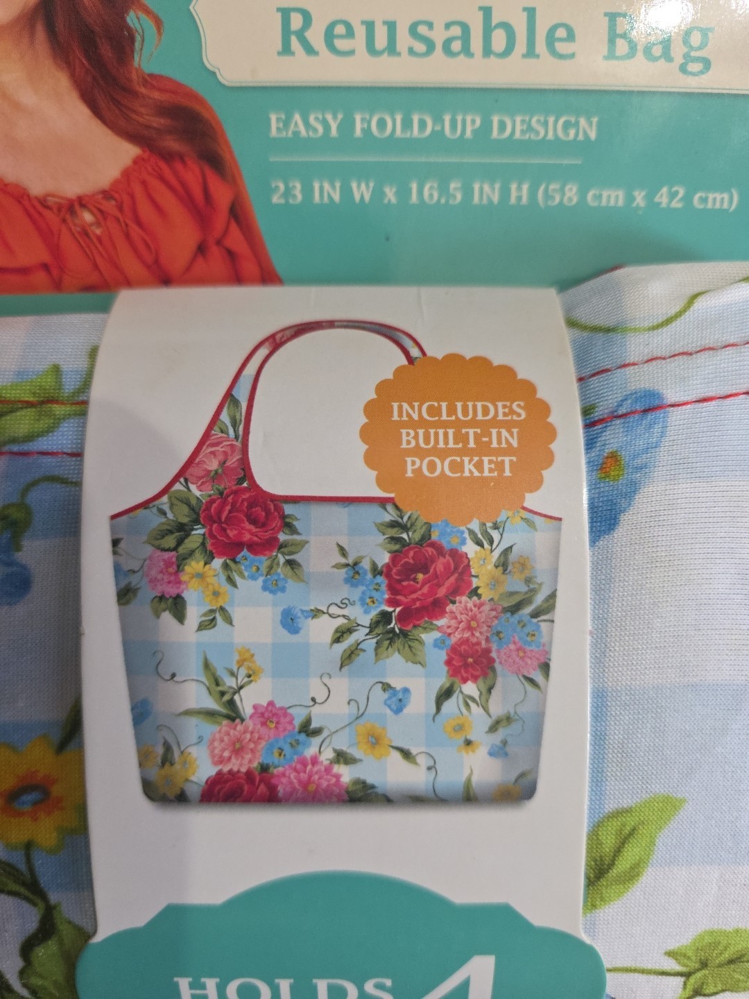Pioneer Woman sunny days Reusable Grocery Bag Foldable 23 x 16.5 inch