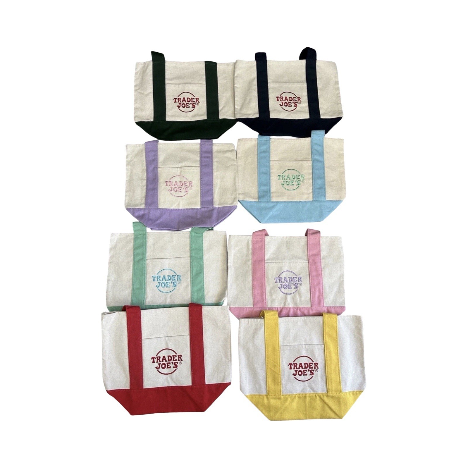 Embroidered PASTEL MINI CANVAS REUSABLE 1 TOTE BAG Traders Joe