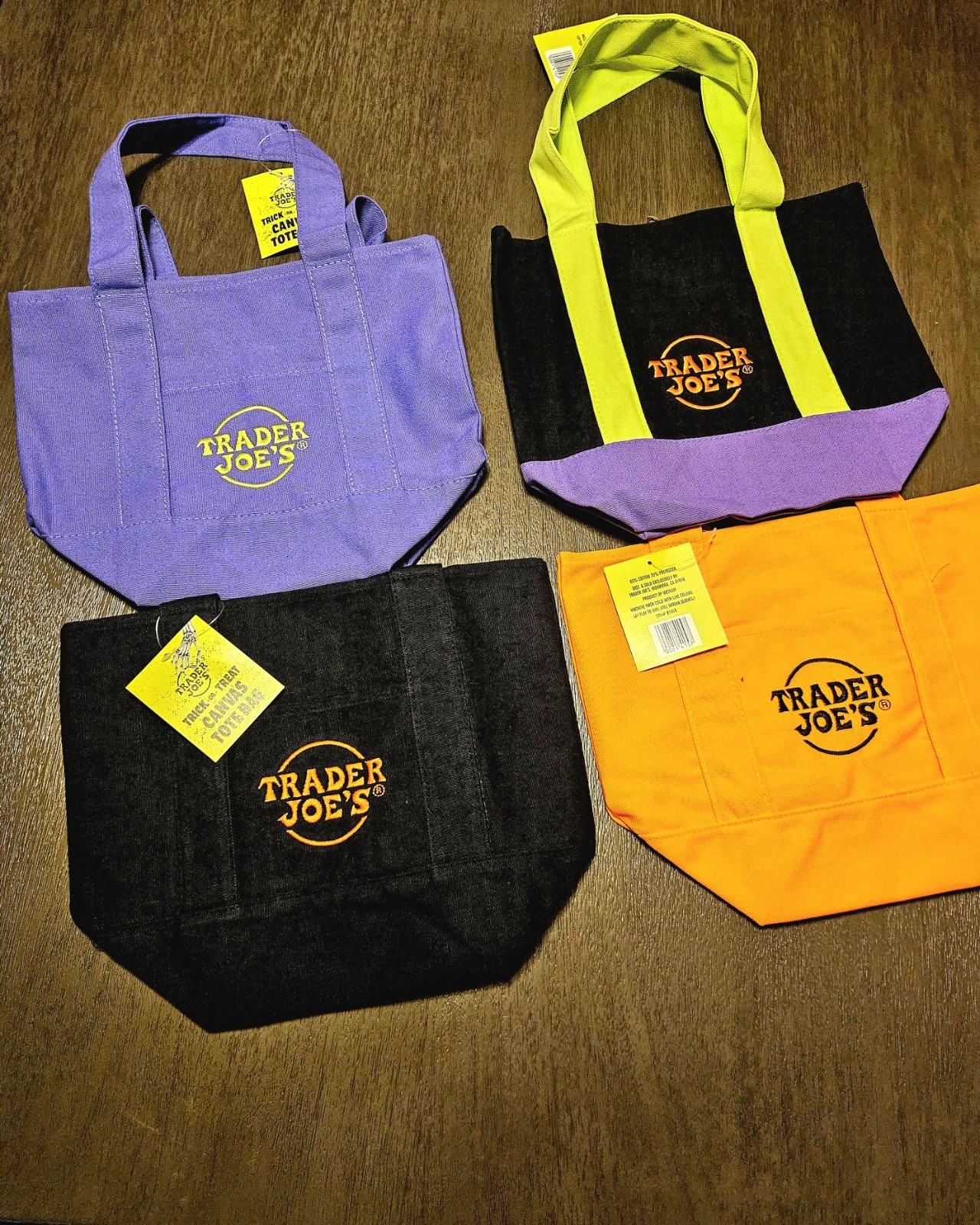 Trader Joe’s Mini Halloween Canvas Tote Bag – Limited Edition – Full Set Of 4