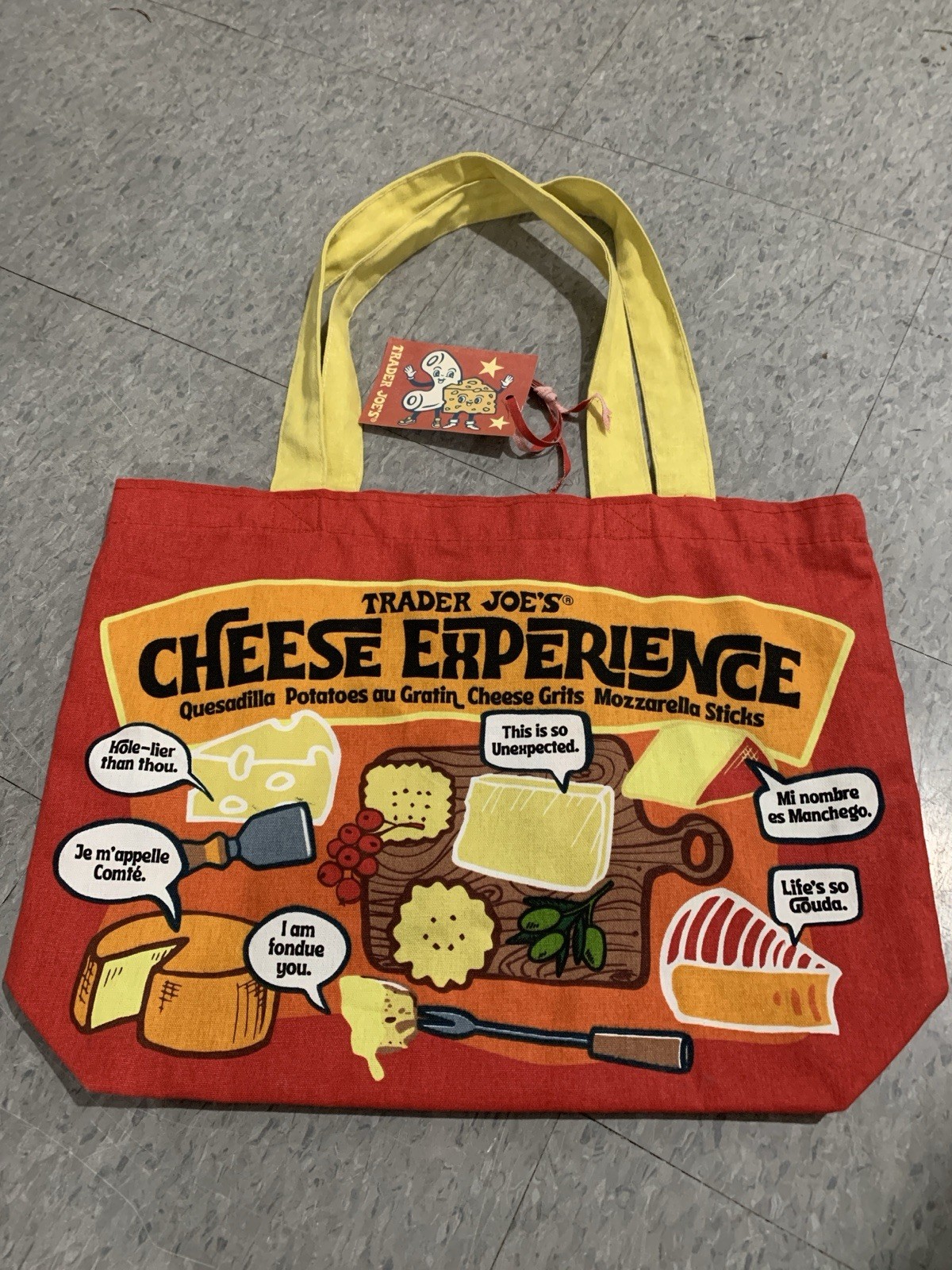Trader Joe’s Cheese Experience Large Red Tote Bag – TJ Tote Bag – 100% Cotton
