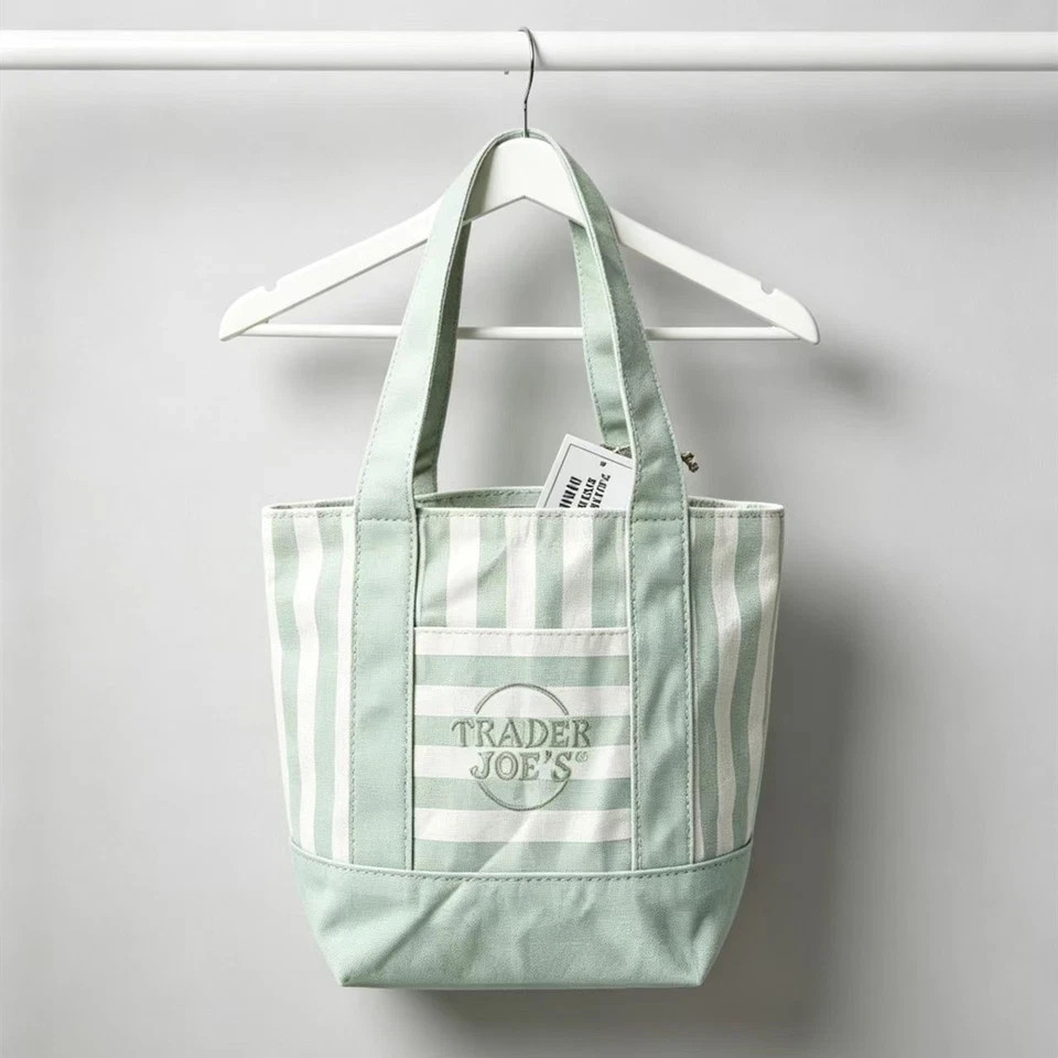 Trader Joe’s Mini Pastel Stripe Canvas Tote Bag Limited Edition Set Of 4