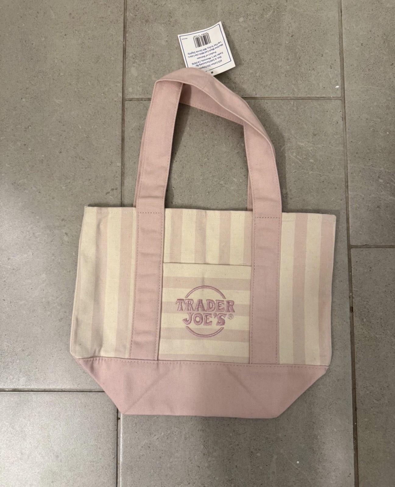 Trader Joe’s Reusable Canvas Tote Bag Striped Multicolor 11x12x18 in