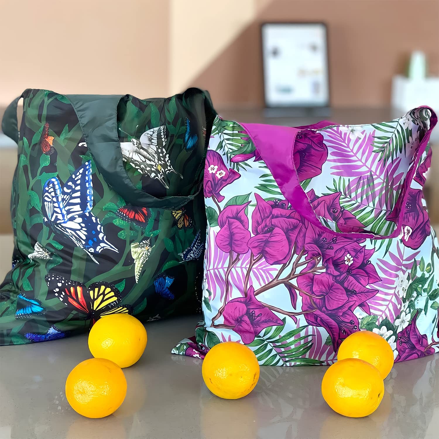 Allybag Foldable & Lightweight Reusable Grocery Bag, Butterflies