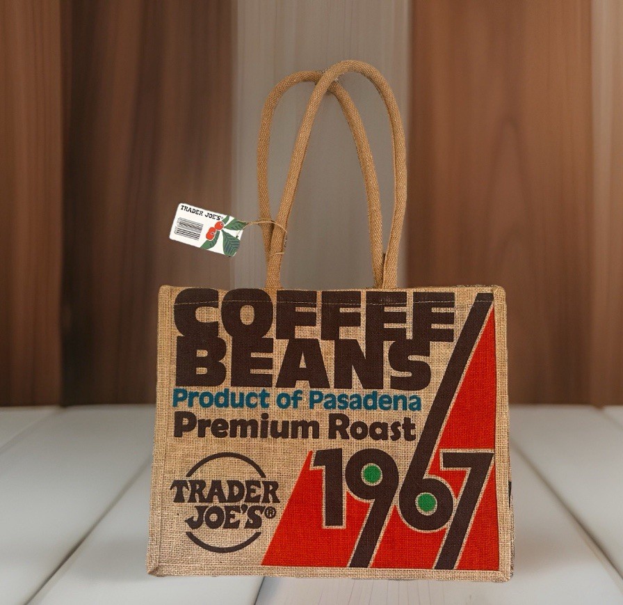 Trader Joe’s 1967 Coffee Beans Jute Tote Bag, Reusable NWT