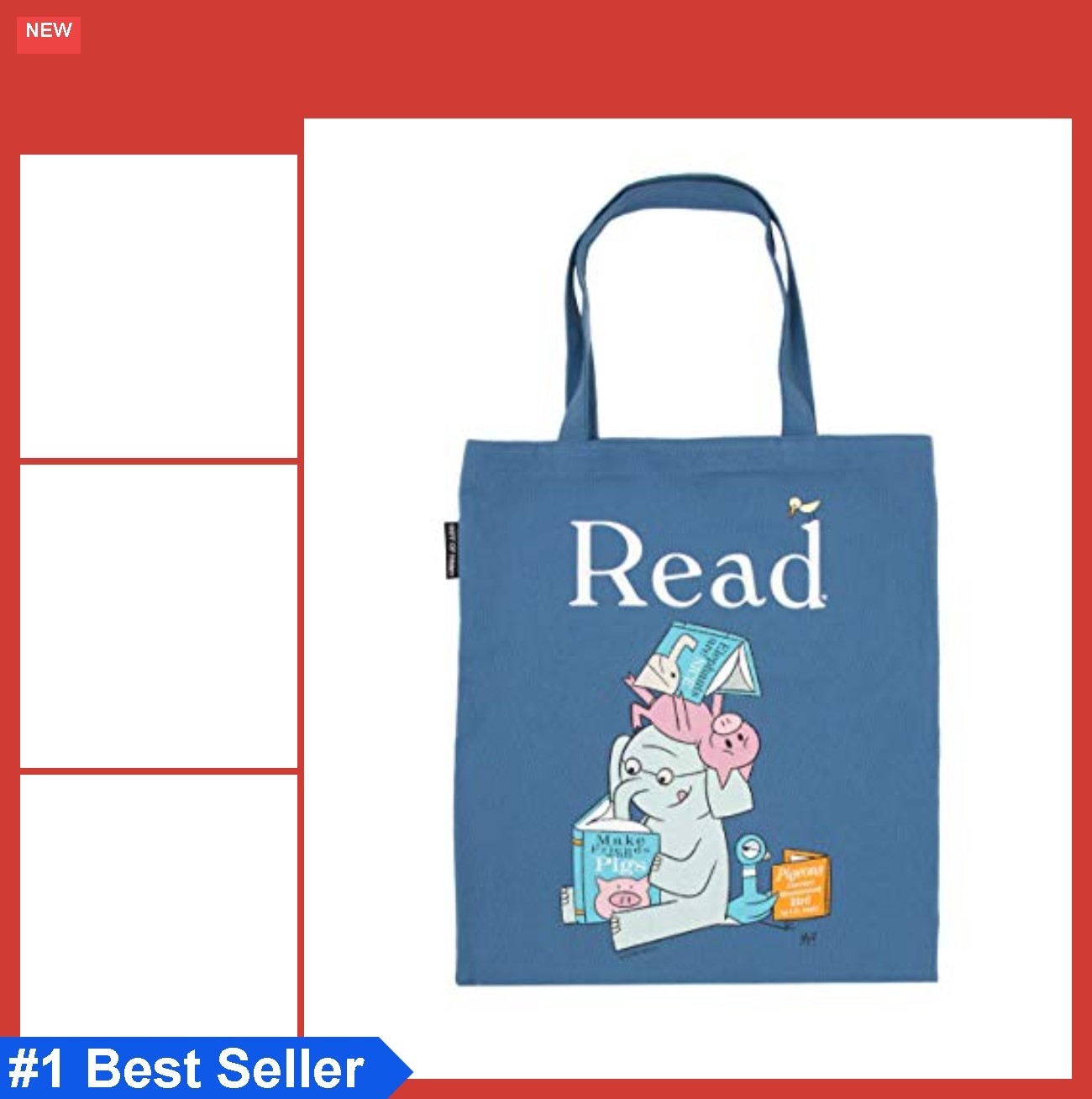 Elephant and Piggie Canvas Tote Bag 100 Percent Cotton Reusable Shopping Book