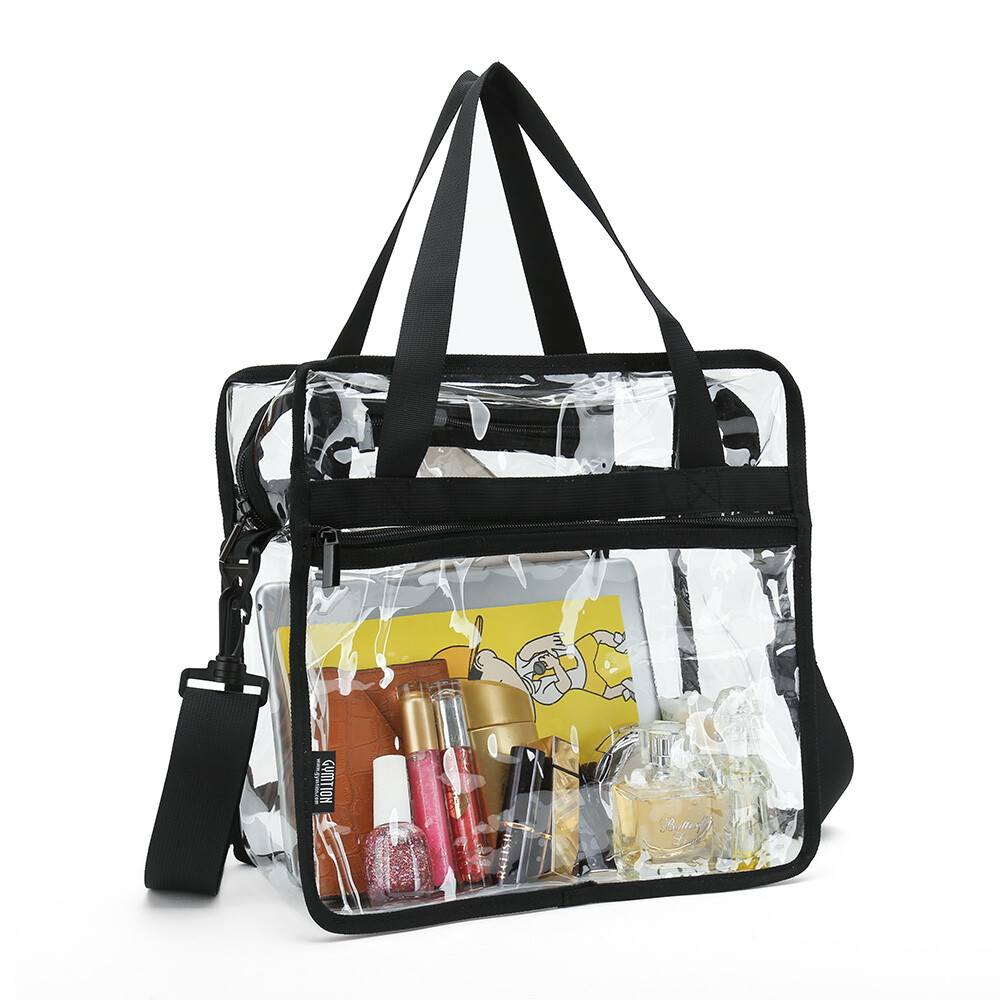 Stadium Approved Clear Tote Bag with Zipper Closure Crossbody Shoulder Bag